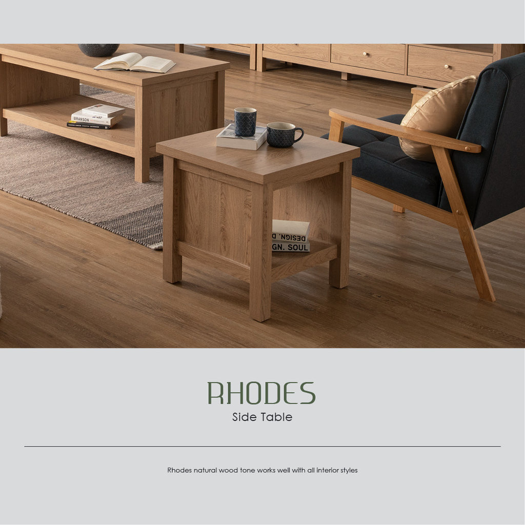 Rhodes side table in Oak colour