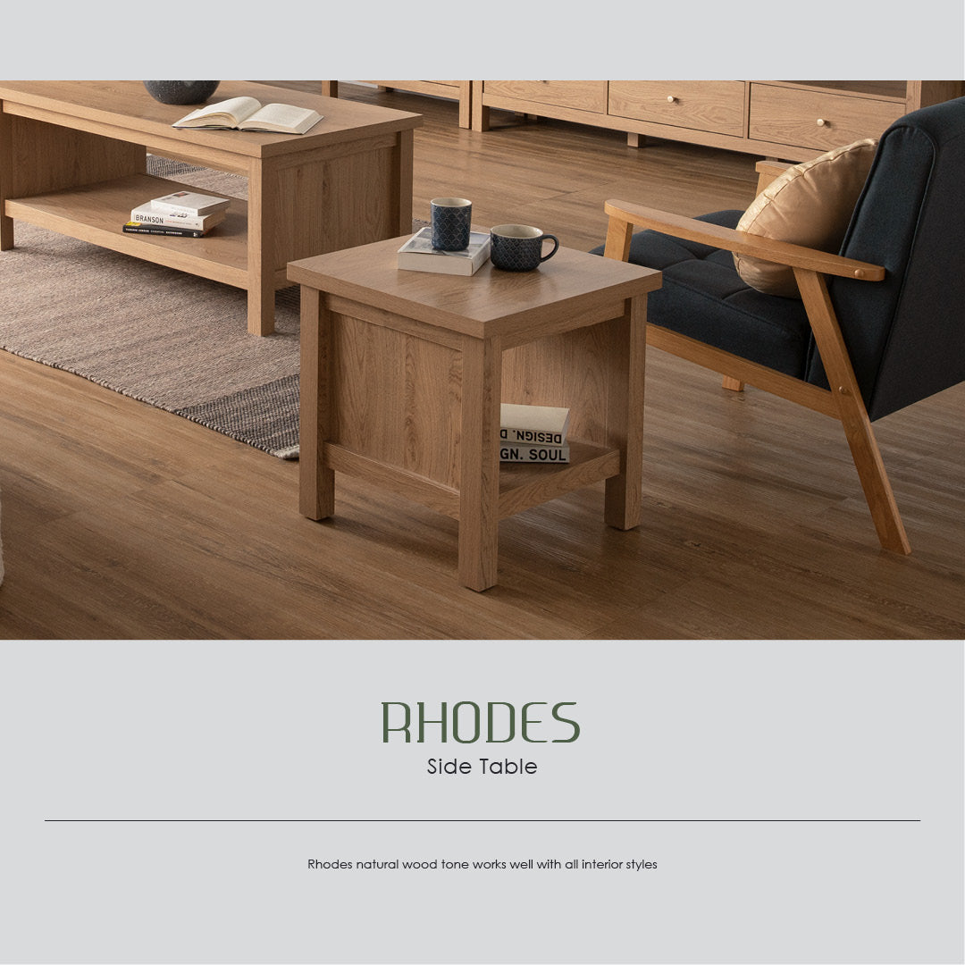 Rhodes side table in Oak colour
