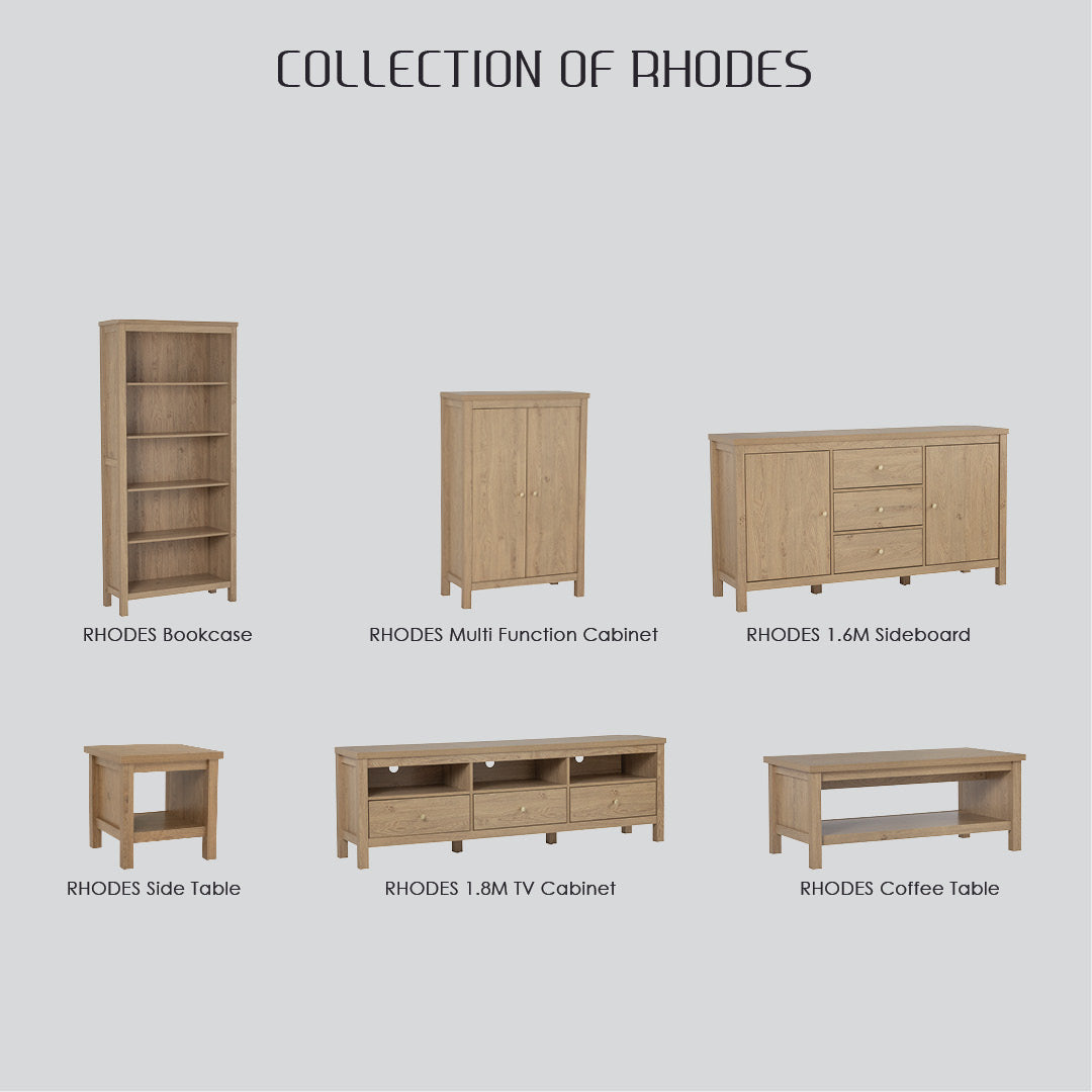 Rhodes side table in Oak colour