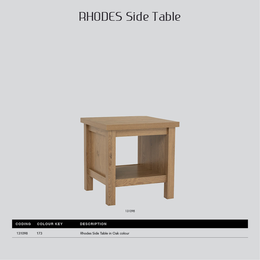 Rhodes side table in Oak colour