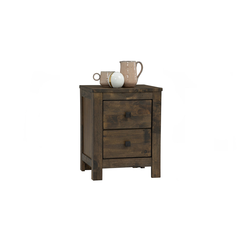 Leyton Bedside Table with 2 drawer in Rustic Cocoa colour.
