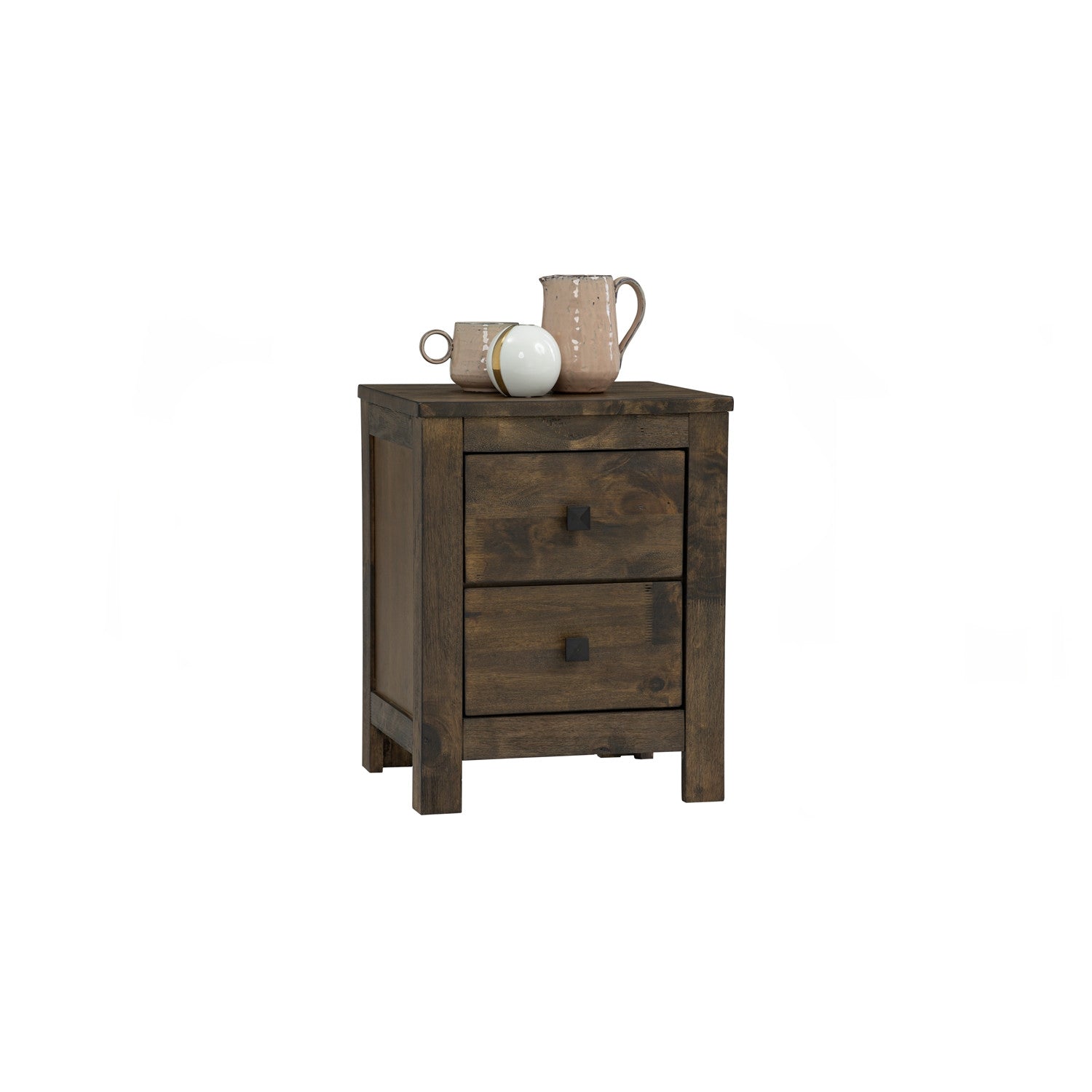 Leyton Bedside Table with 2 drawer in Rustic Cocoa colour.