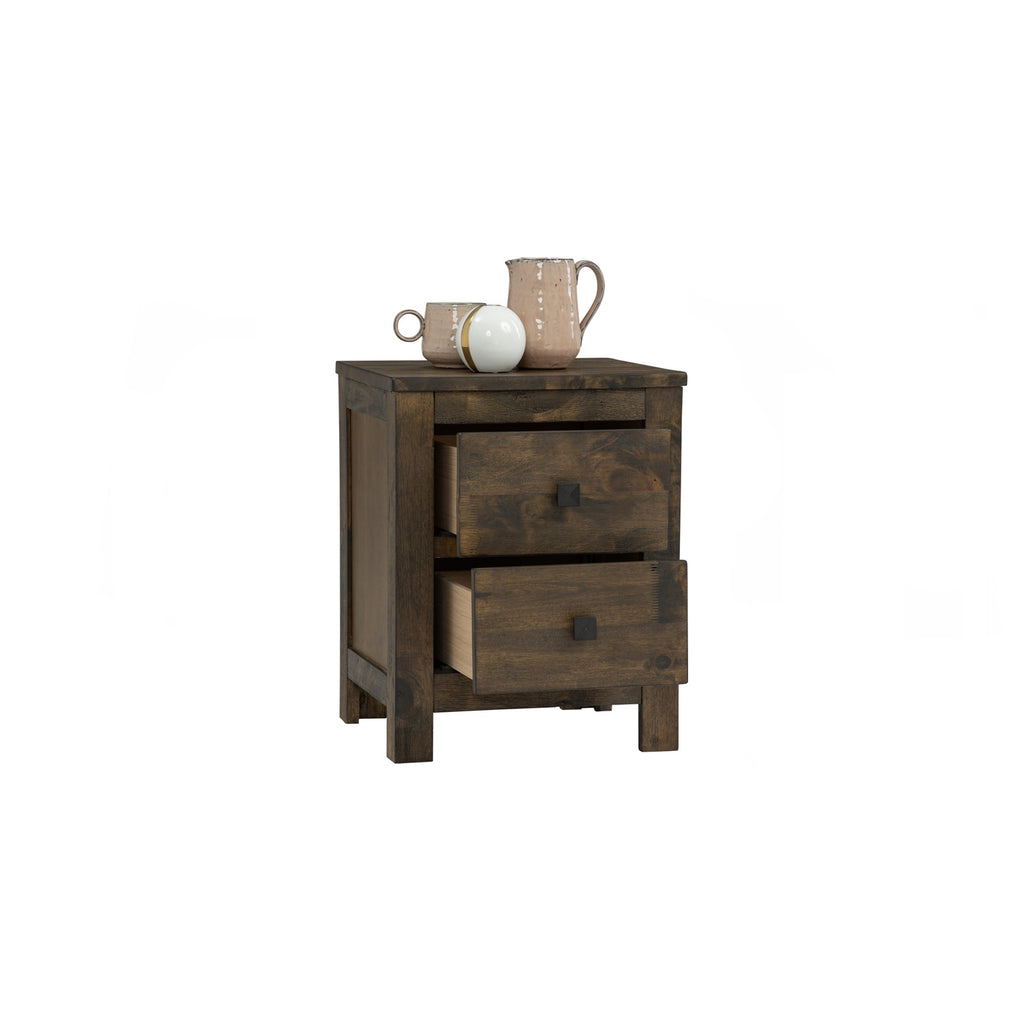 Leyton Bedside Table with 2 drawer in Rustic Cocoa colour.