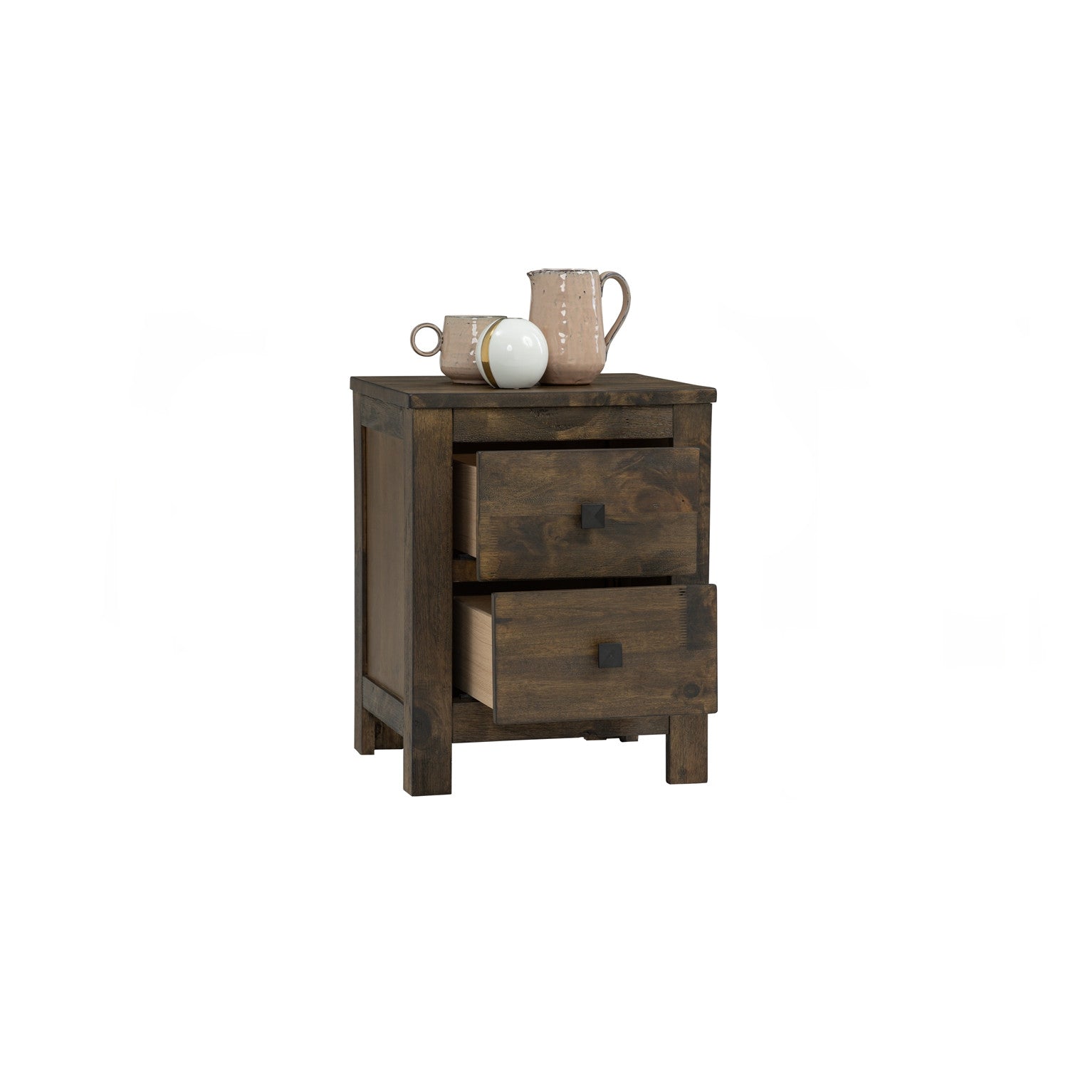 Leyton Bedside Table with 2 drawer in Rustic Cocoa colour.