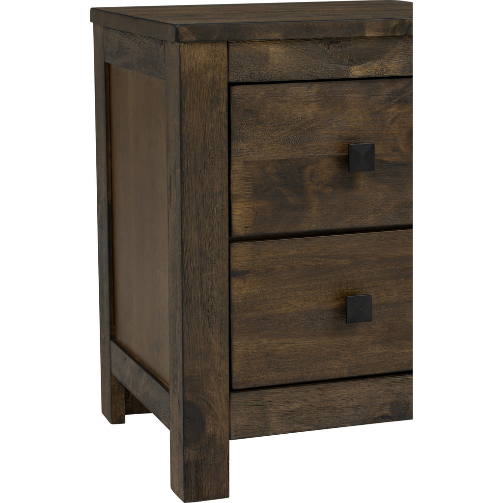 Leyton Bedside Table with 2 drawer in Rustic Cocoa colour.