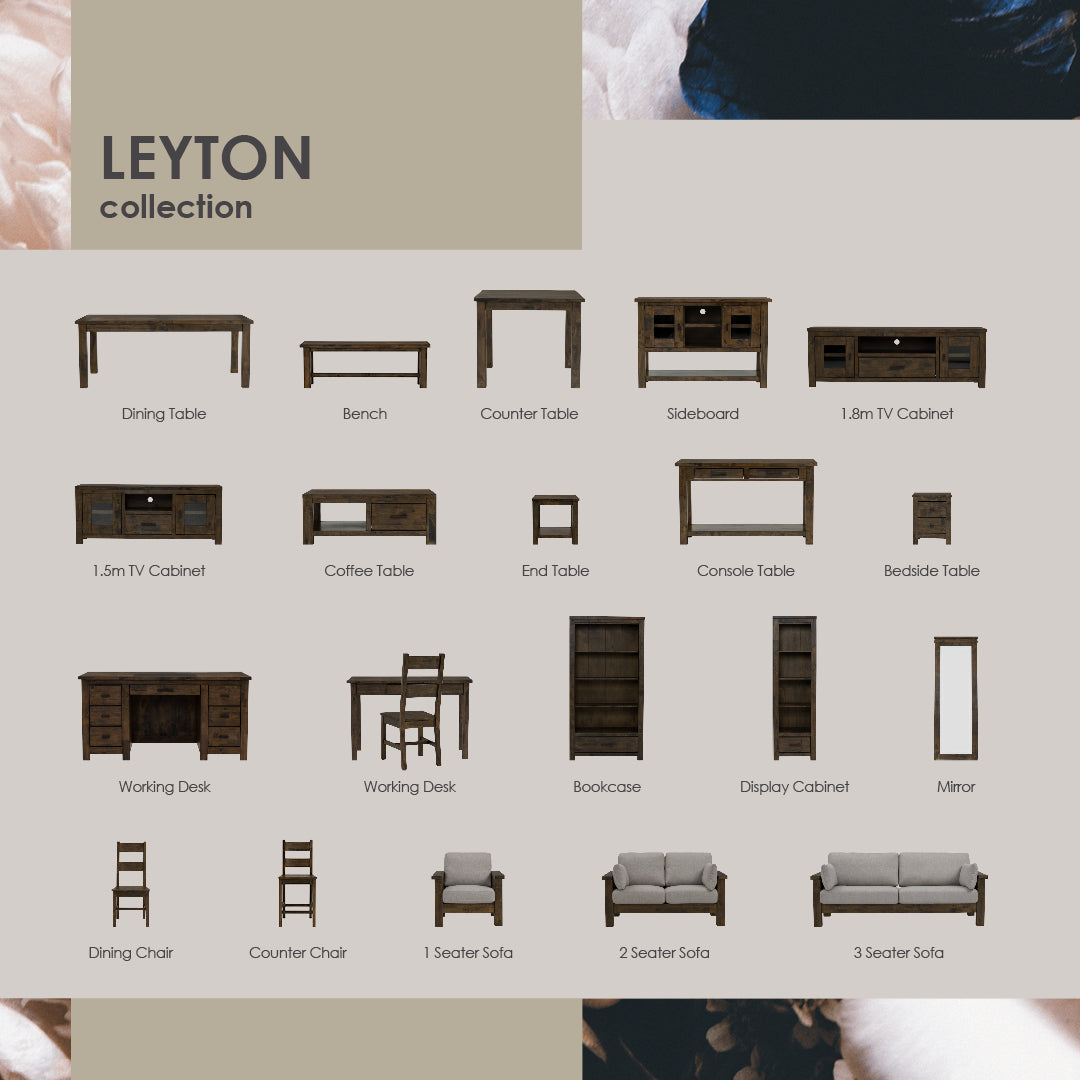 Leyton Bedside Table with 2 drawer in Rustic Cocoa colour.