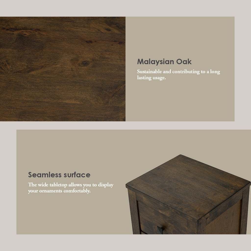 Leyton Bedside Table with 2 drawer in Rustic Cocoa colour.