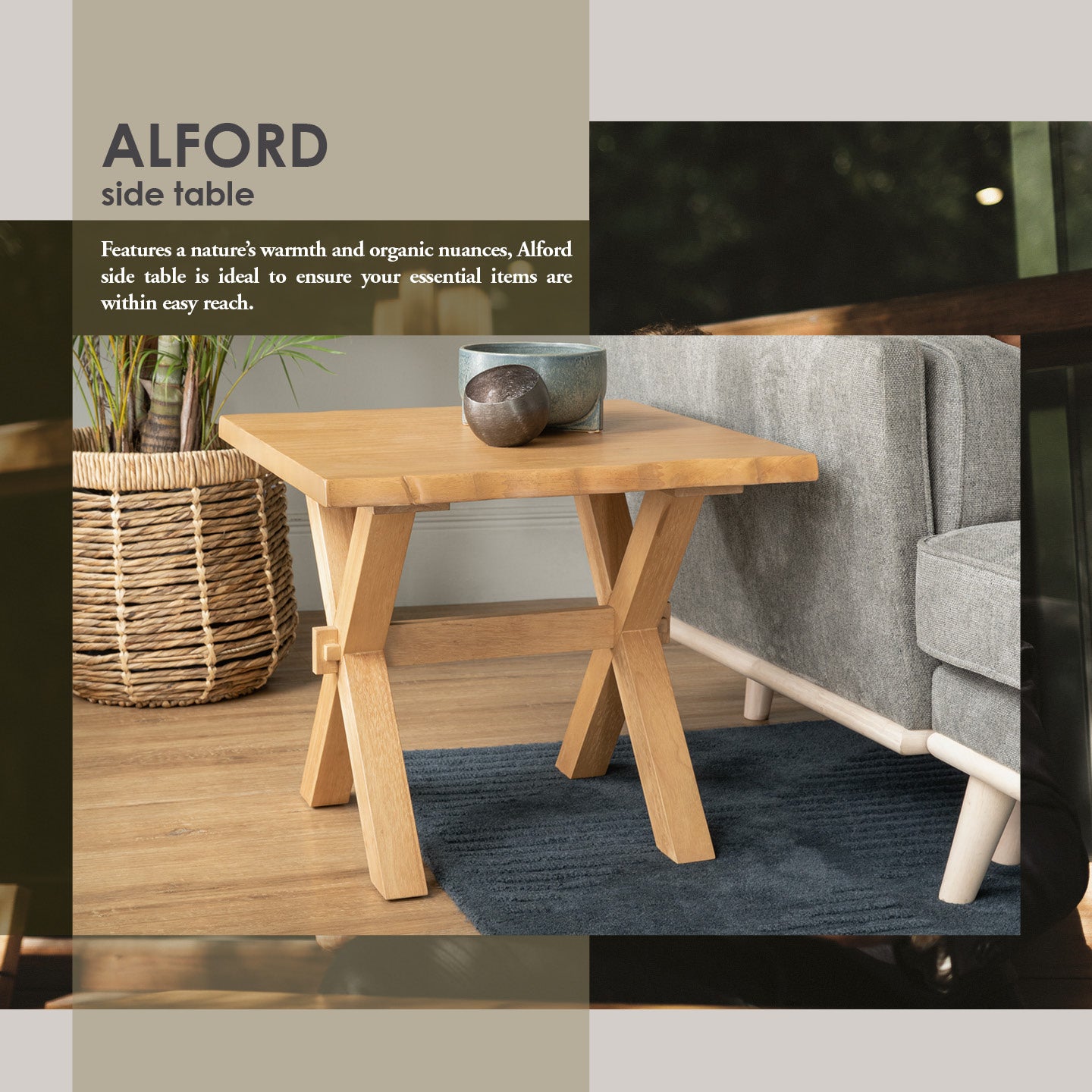 Alford Side Table in Light Tennessee Walnut colour.