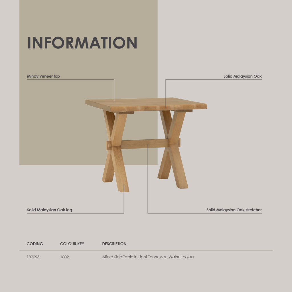 Alford Side Table in Light Tennessee Walnut colour.