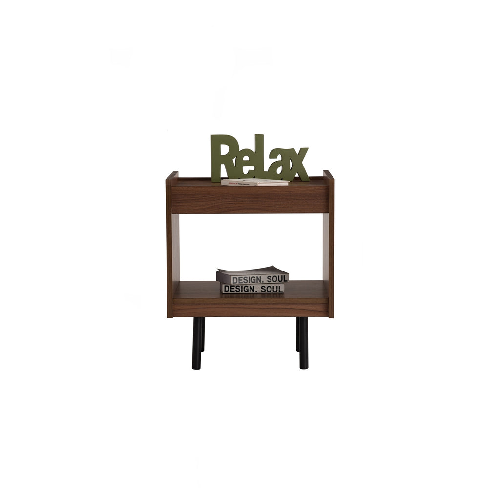 Denver side table in Matt Black Epoxy colour leg, Walnut colour top.