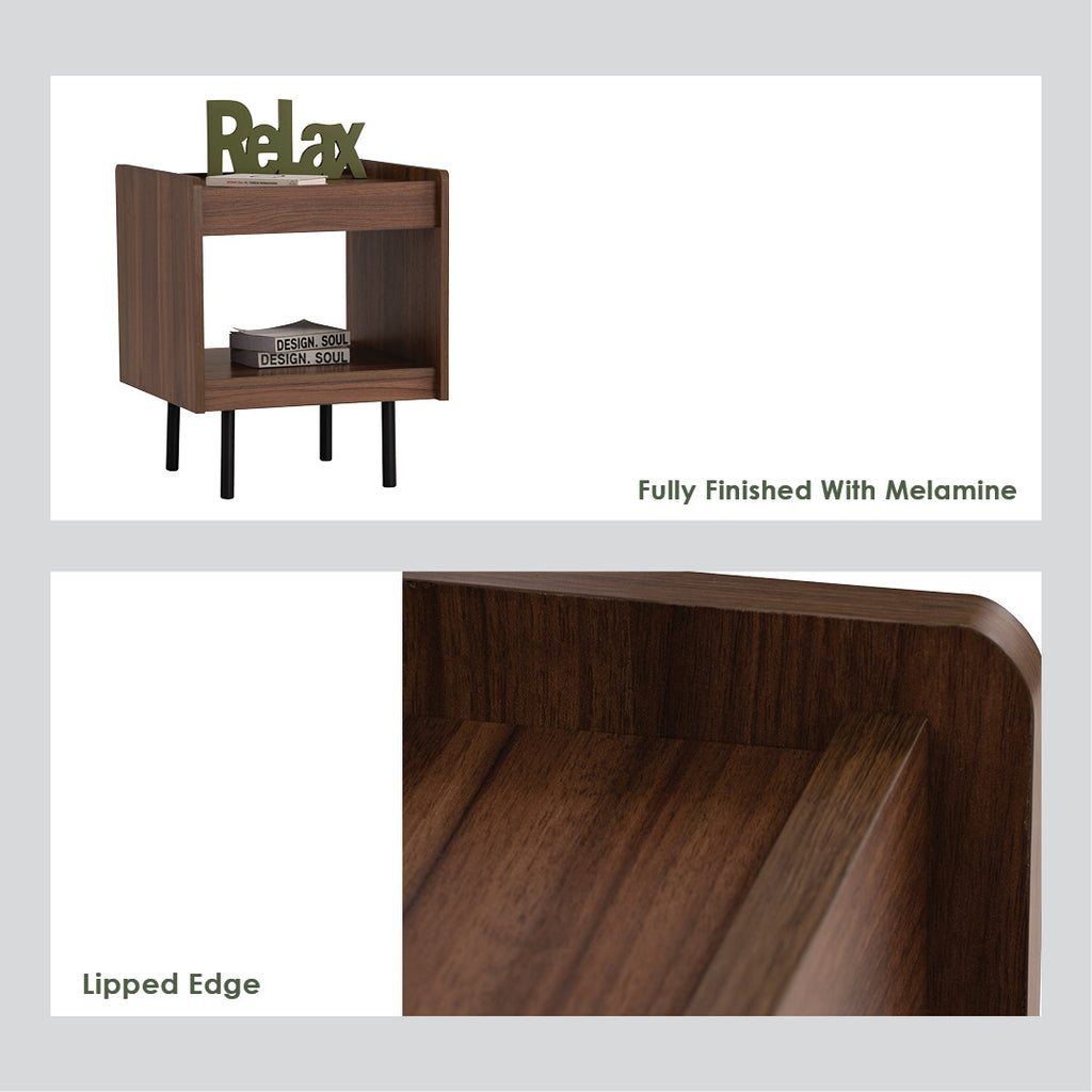 Denver side table in Matt Black Epoxy colour leg, Walnut colour top.