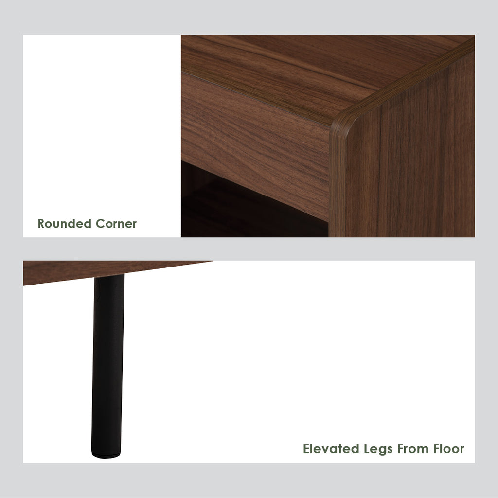 Denver side table in Matt Black Epoxy colour leg, Walnut colour top.