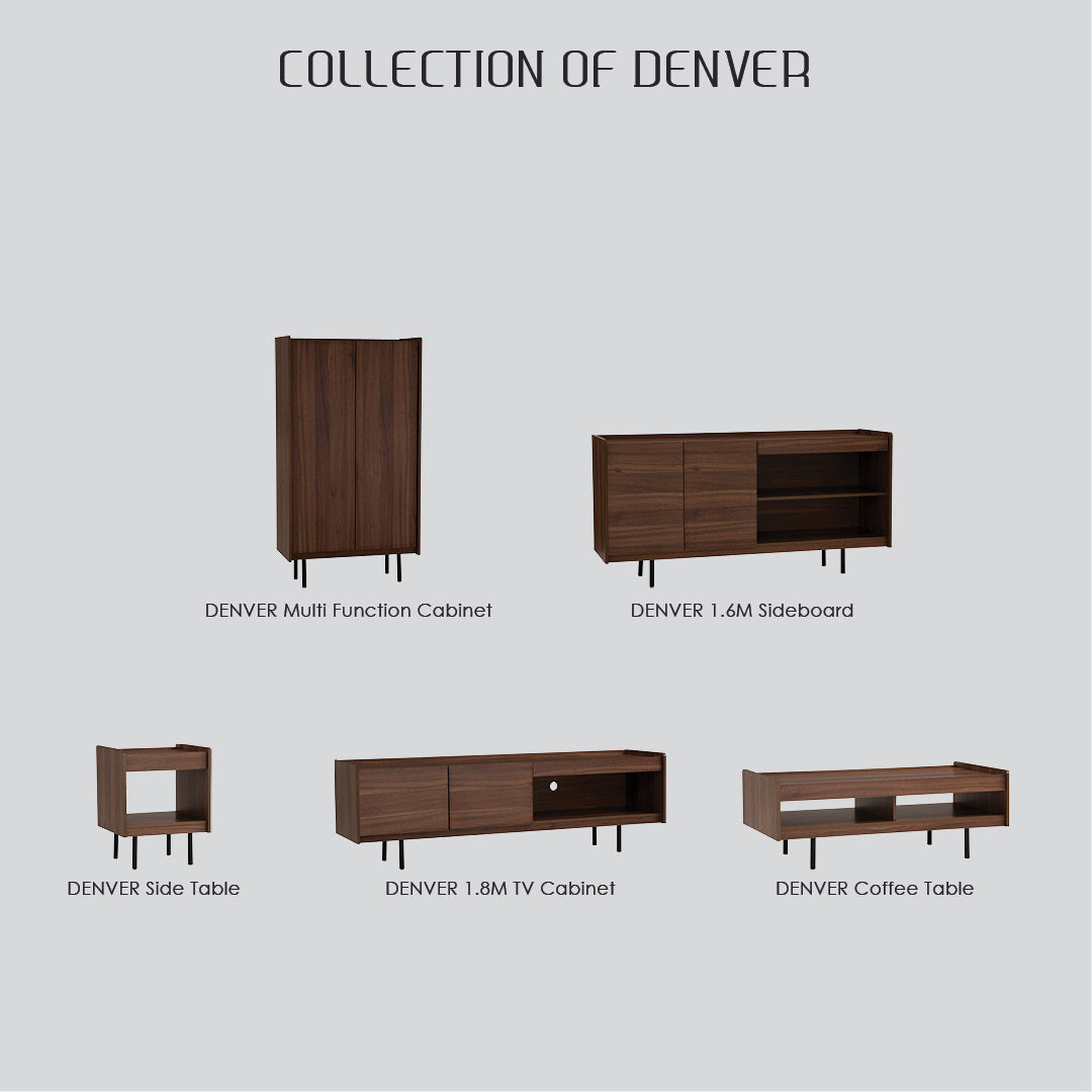 Denver side table in Matt Black Epoxy colour leg, Walnut colour top.