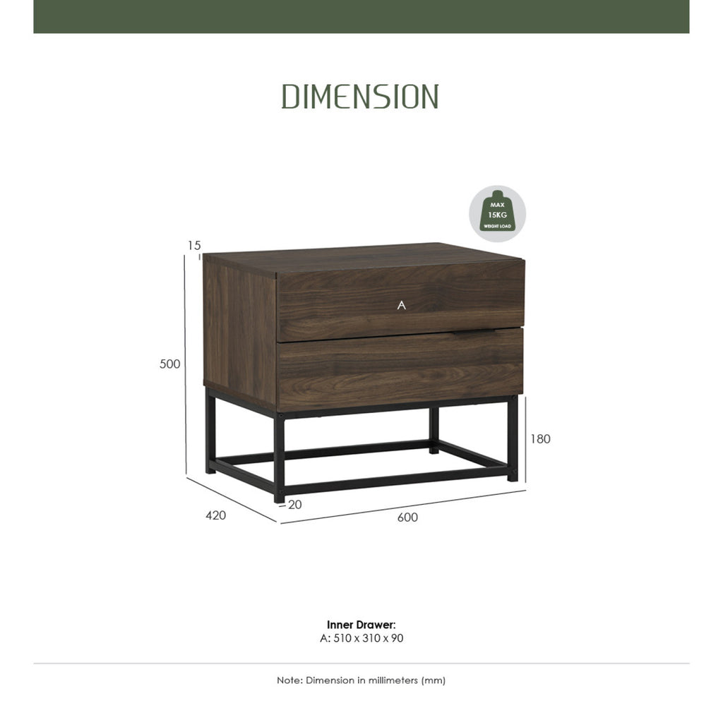 Capri side table in Matt Black Epoxy colour leg, Walnut colour top.