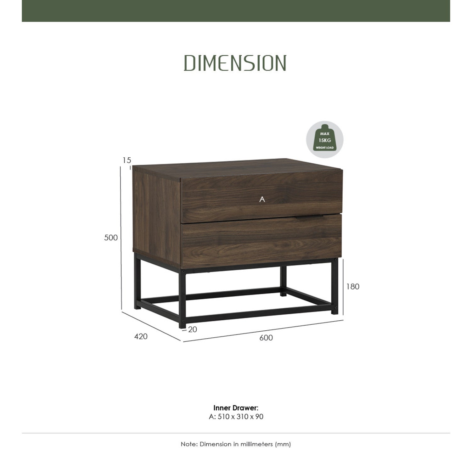 Capri side table in Matt Black Epoxy colour leg, Walnut colour top.