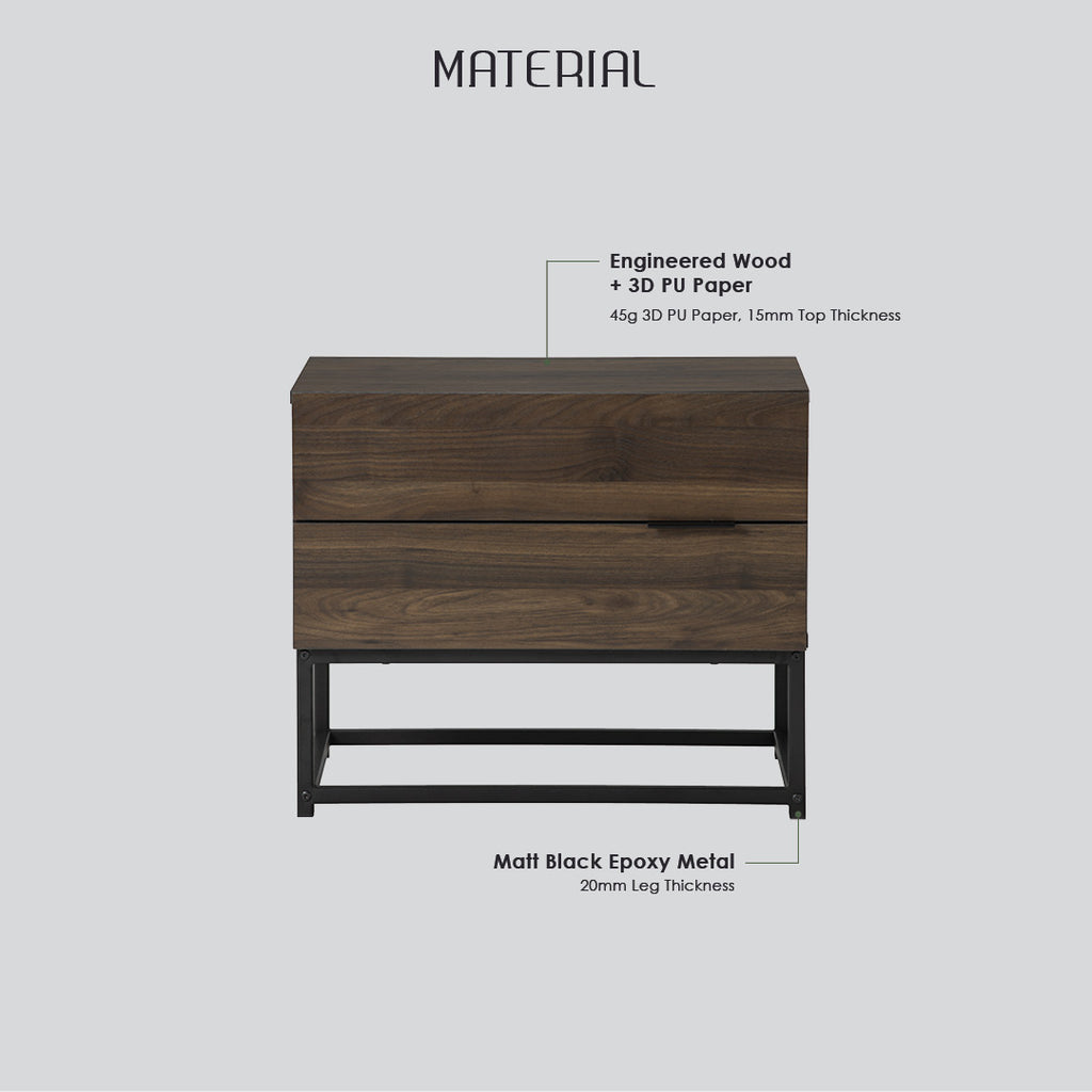 Capri side table in Matt Black Epoxy colour leg, Walnut colour top.