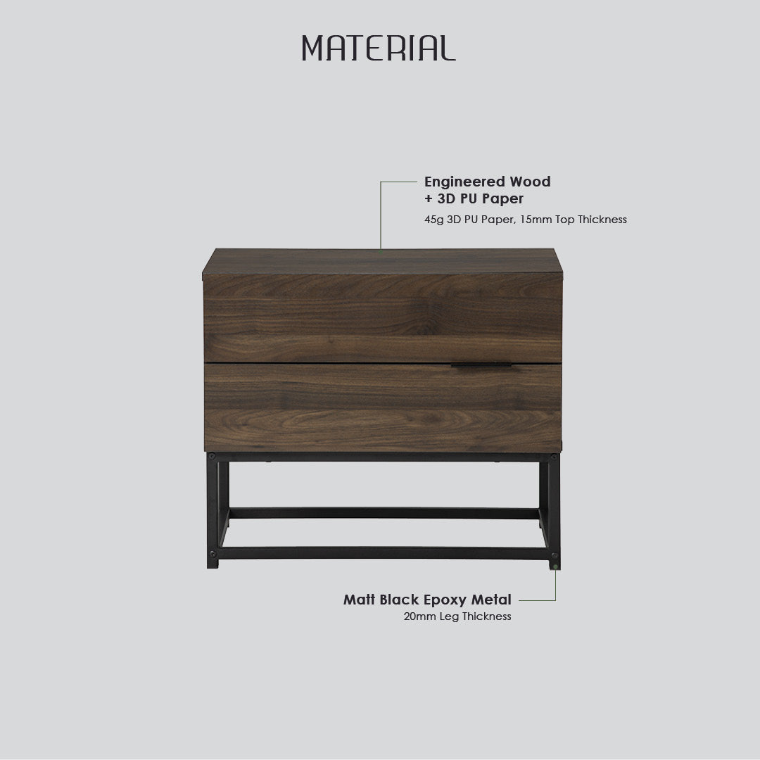 Capri side table in Matt Black Epoxy colour leg, Walnut colour top.