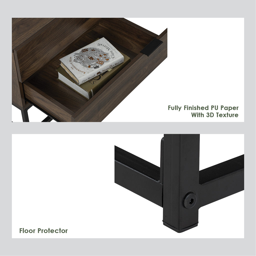 Capri side table in Matt Black Epoxy colour leg, Walnut colour top.