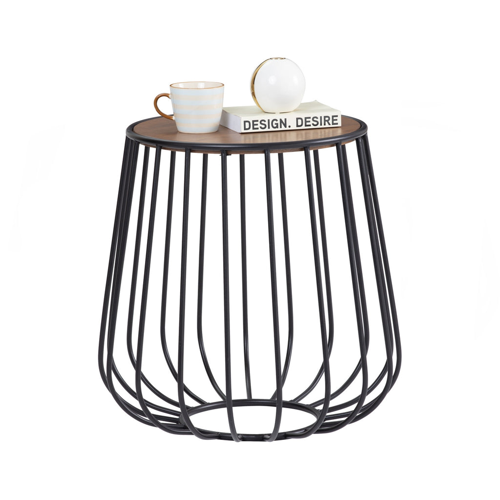 Gabbia round side table in Cocoa colour top, Matt Black Epoxy leg.