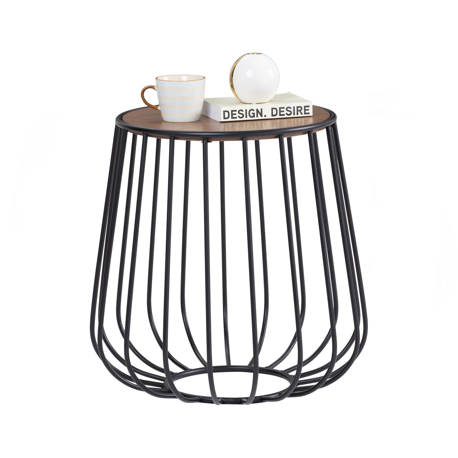 Gabbia round side table in Cocoa colour top, Matt Black Epoxy leg.