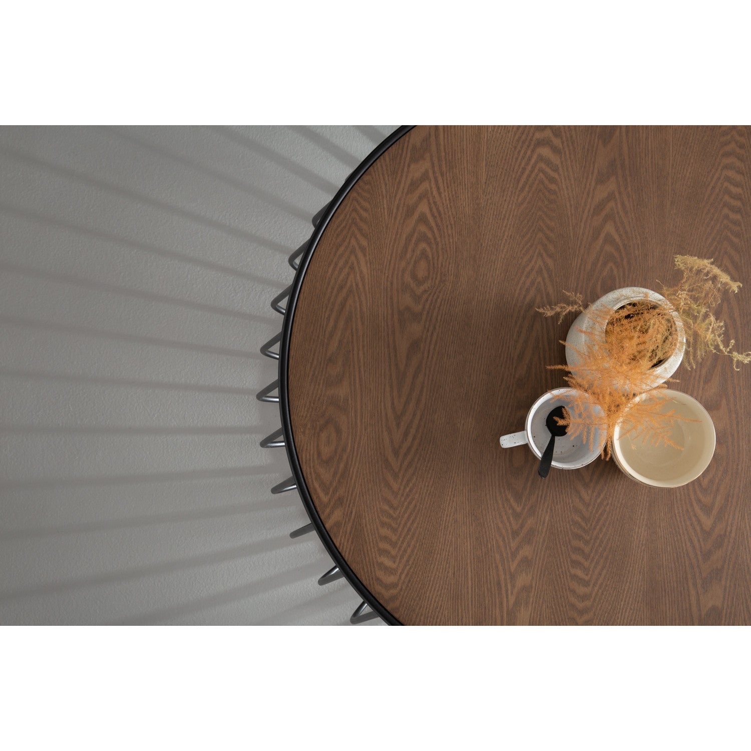 Gabbia round side table in Cocoa colour top, Matt Black Epoxy leg.