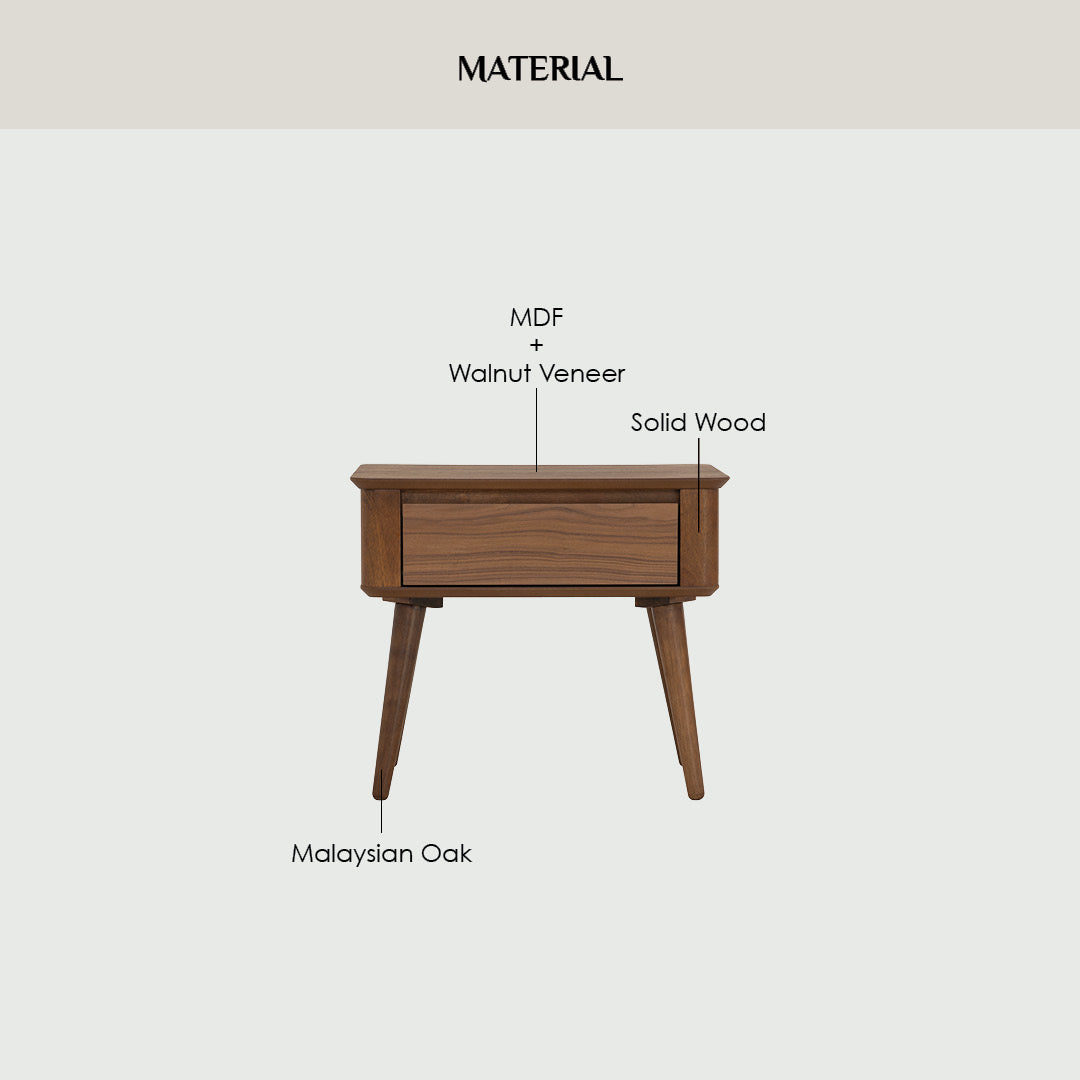 Dover side table in Walnut veneer top, Cocoa colour leg.