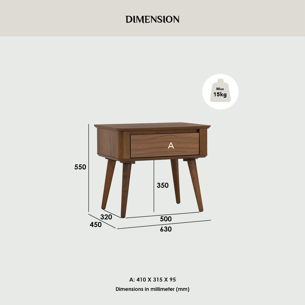 Dover side table in Walnut veneer top, Cocoa colour leg.