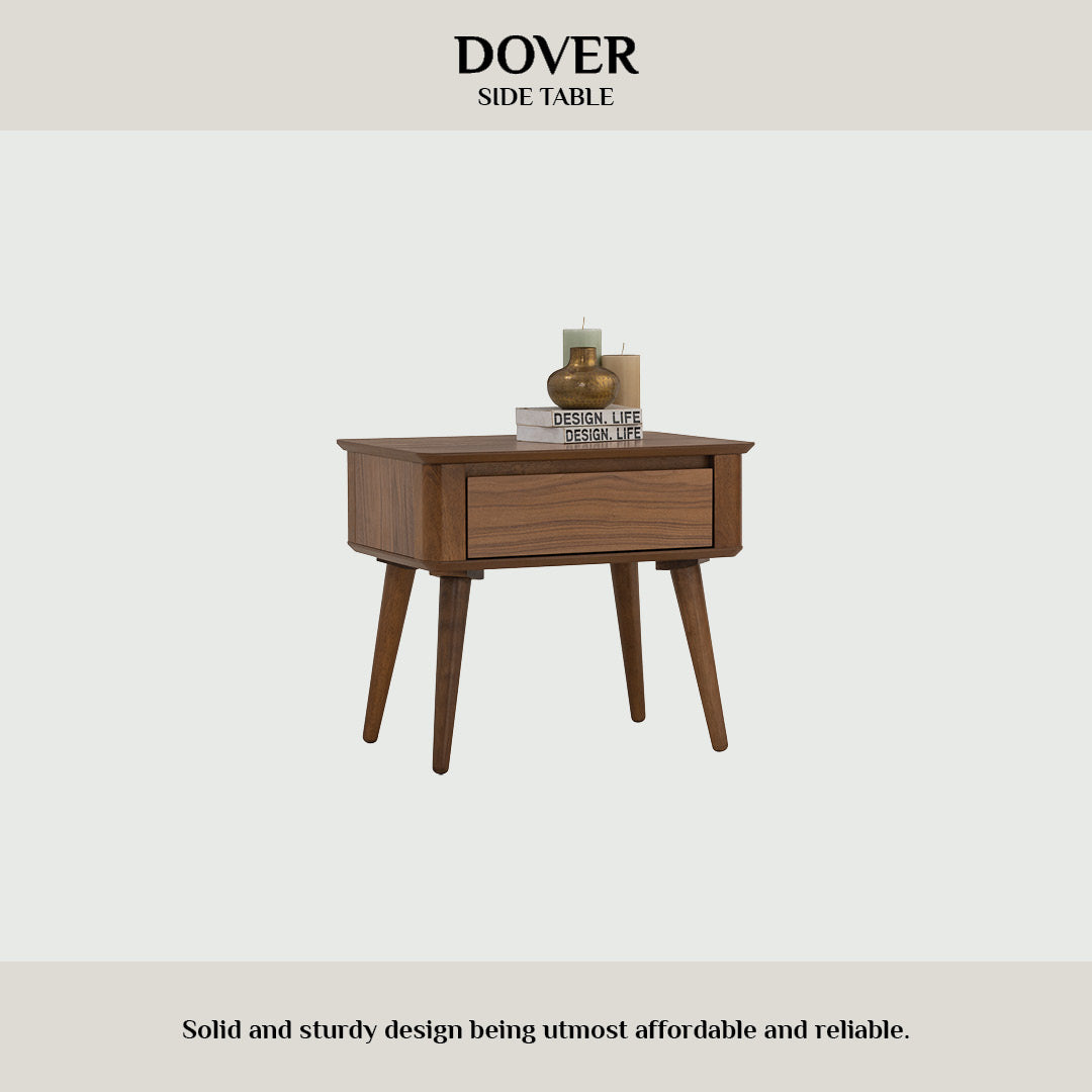 Dover side table in Walnut veneer top, Cocoa colour leg.