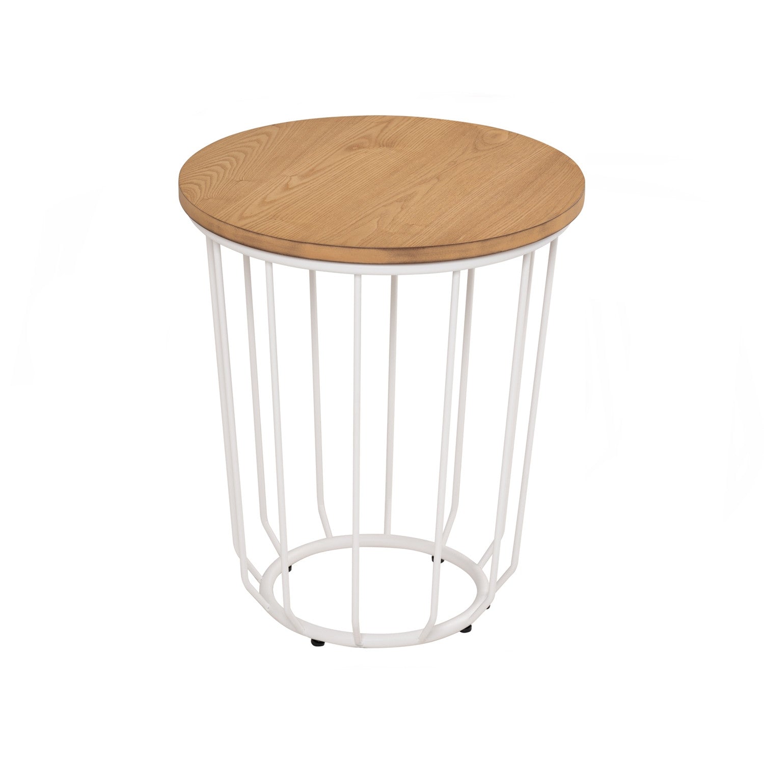 Flux round side table in Natural colour top, Matt White Epoxy leg.