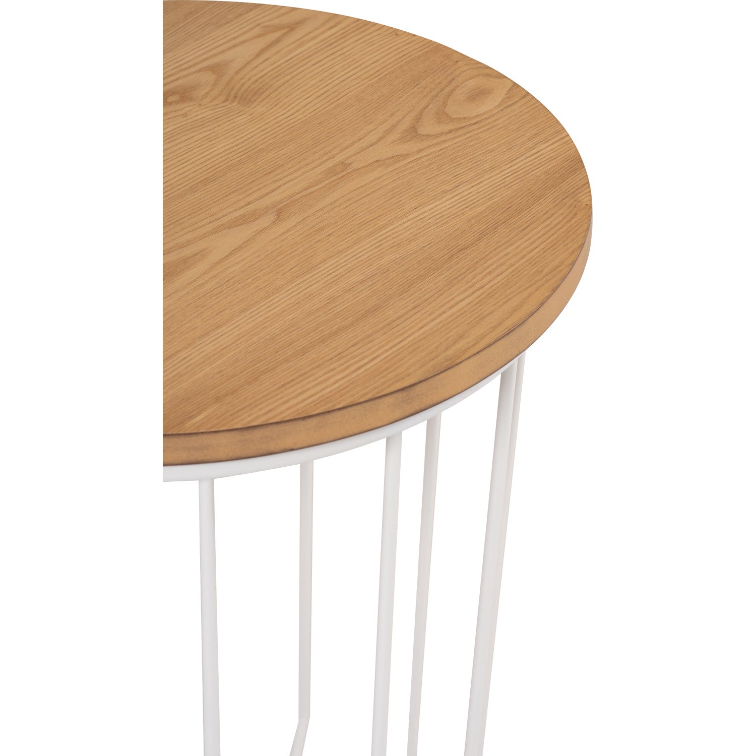 Flux round side table in Natural colour top, Matt White Epoxy leg.