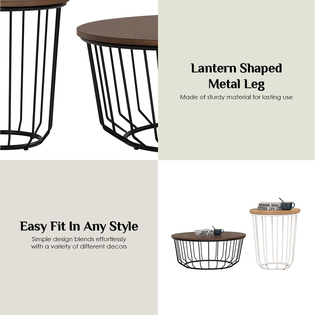 Flux round side table in Natural colour top, Matt White Epoxy leg.