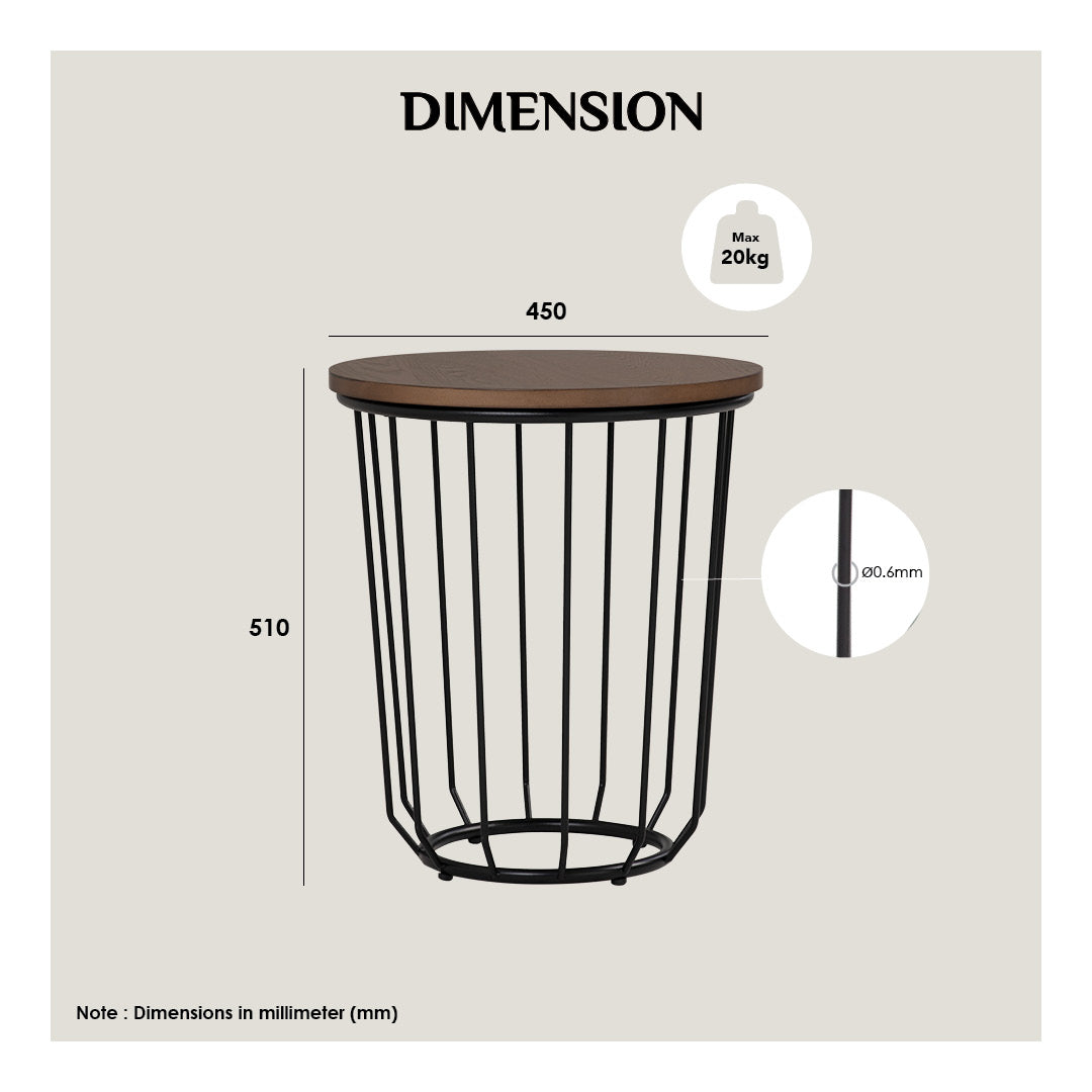 Flux round side table in Natural colour top, Matt White Epoxy leg.