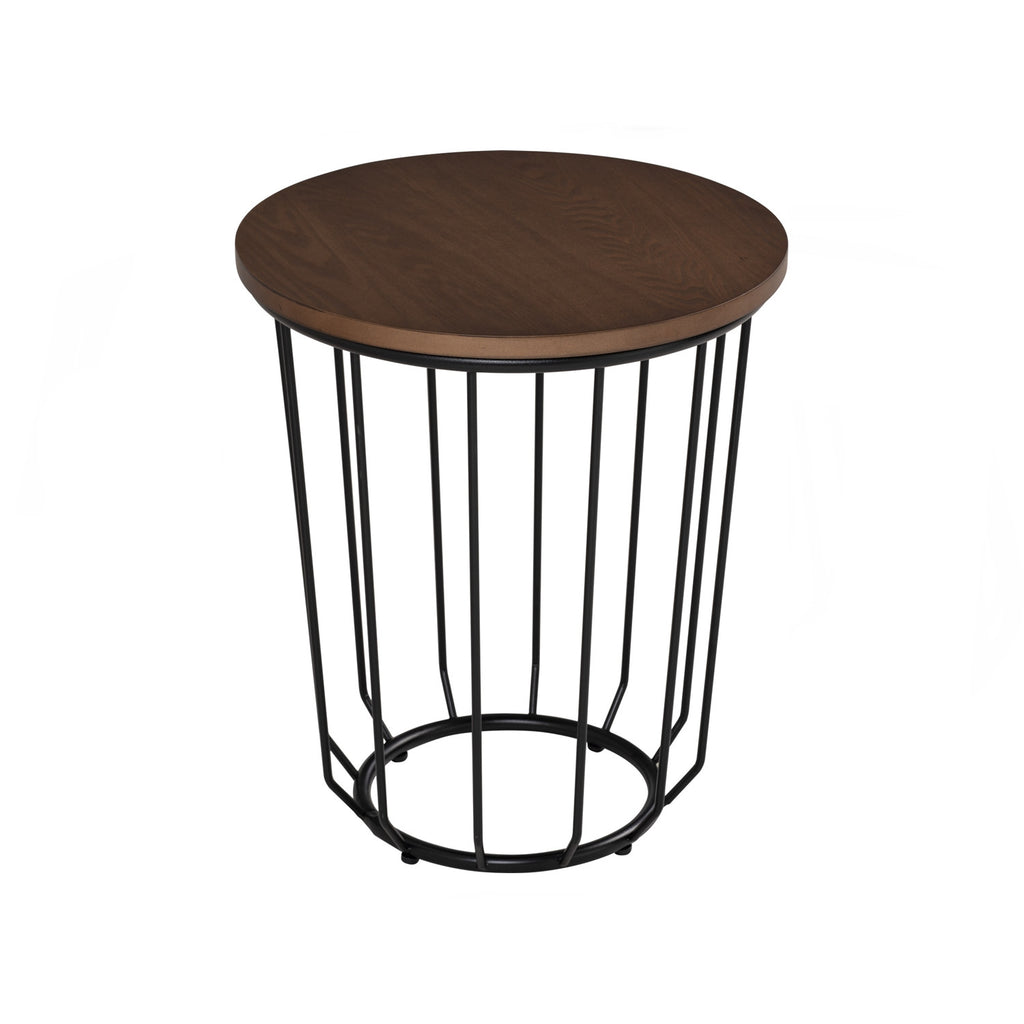 Flux round side table in Cocoa colour top, Matt Black Epoxy leg