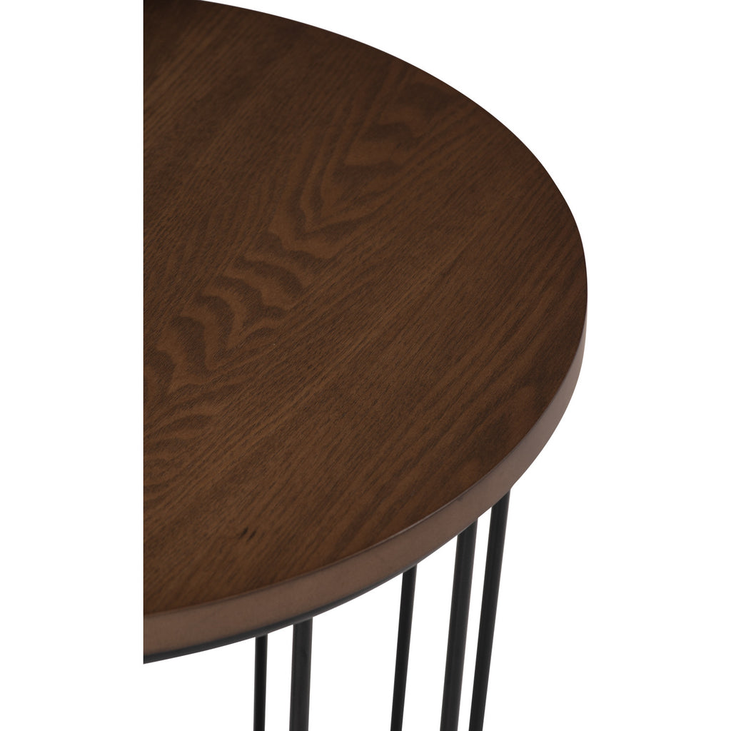 Flux round side table in Cocoa colour top, Matt Black Epoxy leg