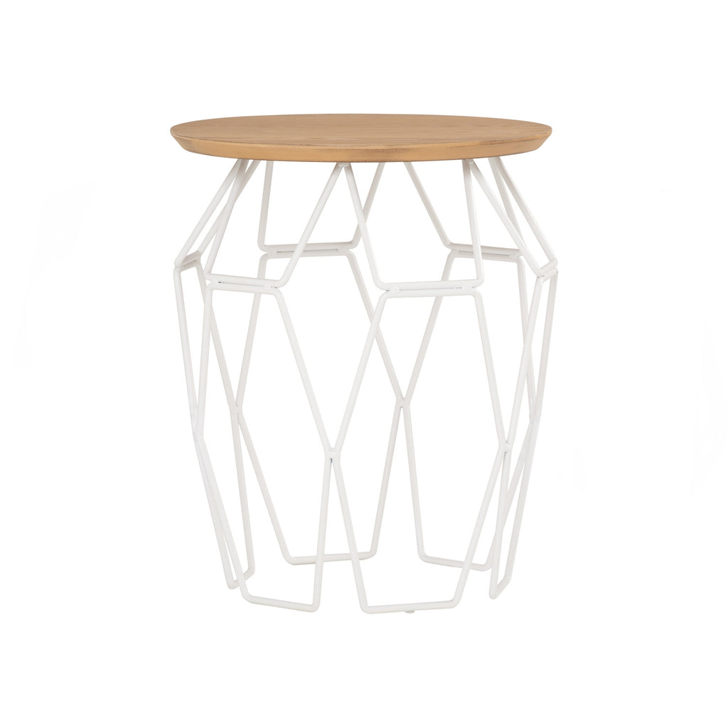 Nano round side table in Natural colour top, Matt White Epoxy leg