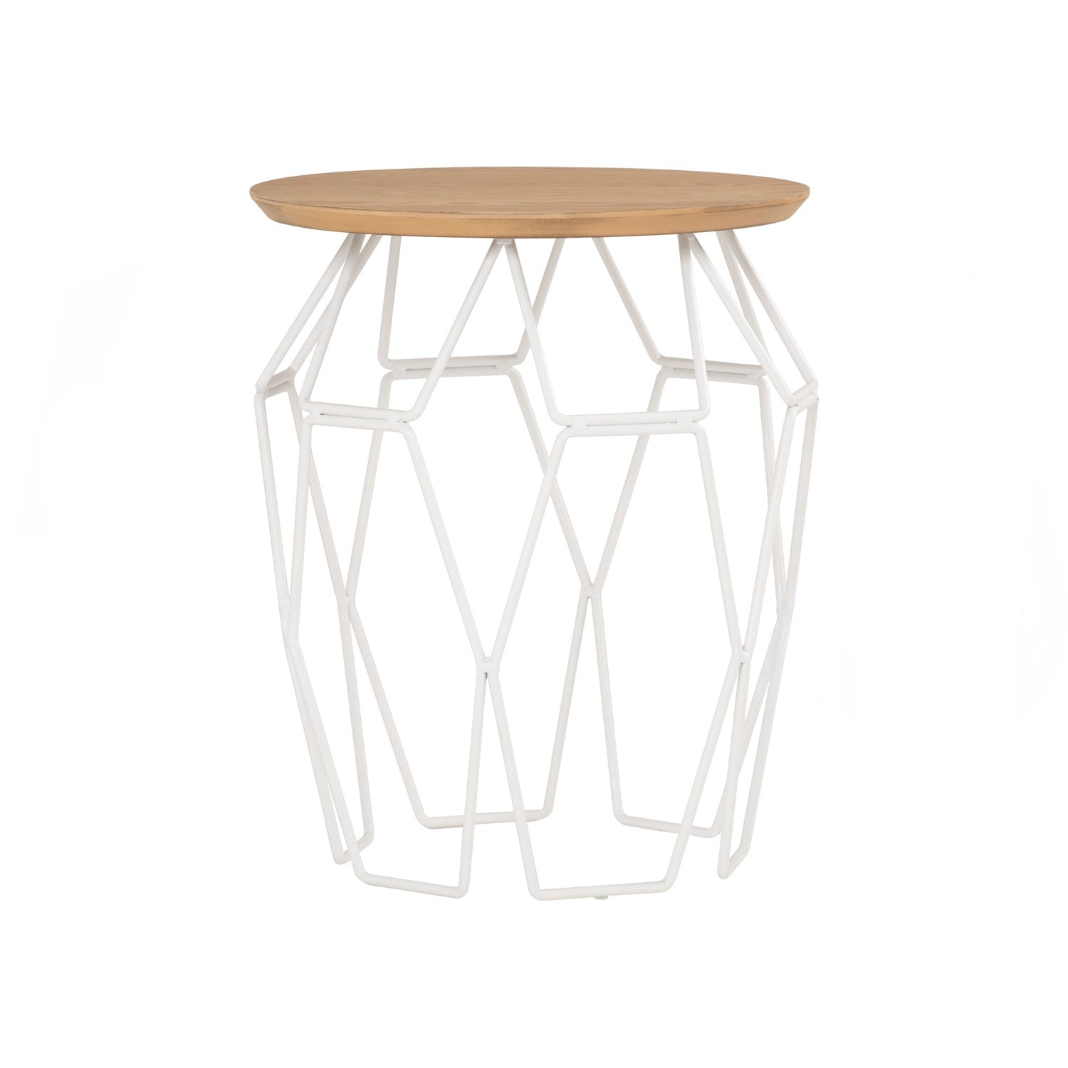 Nano round side table in Natural colour top, Matt White Epoxy leg