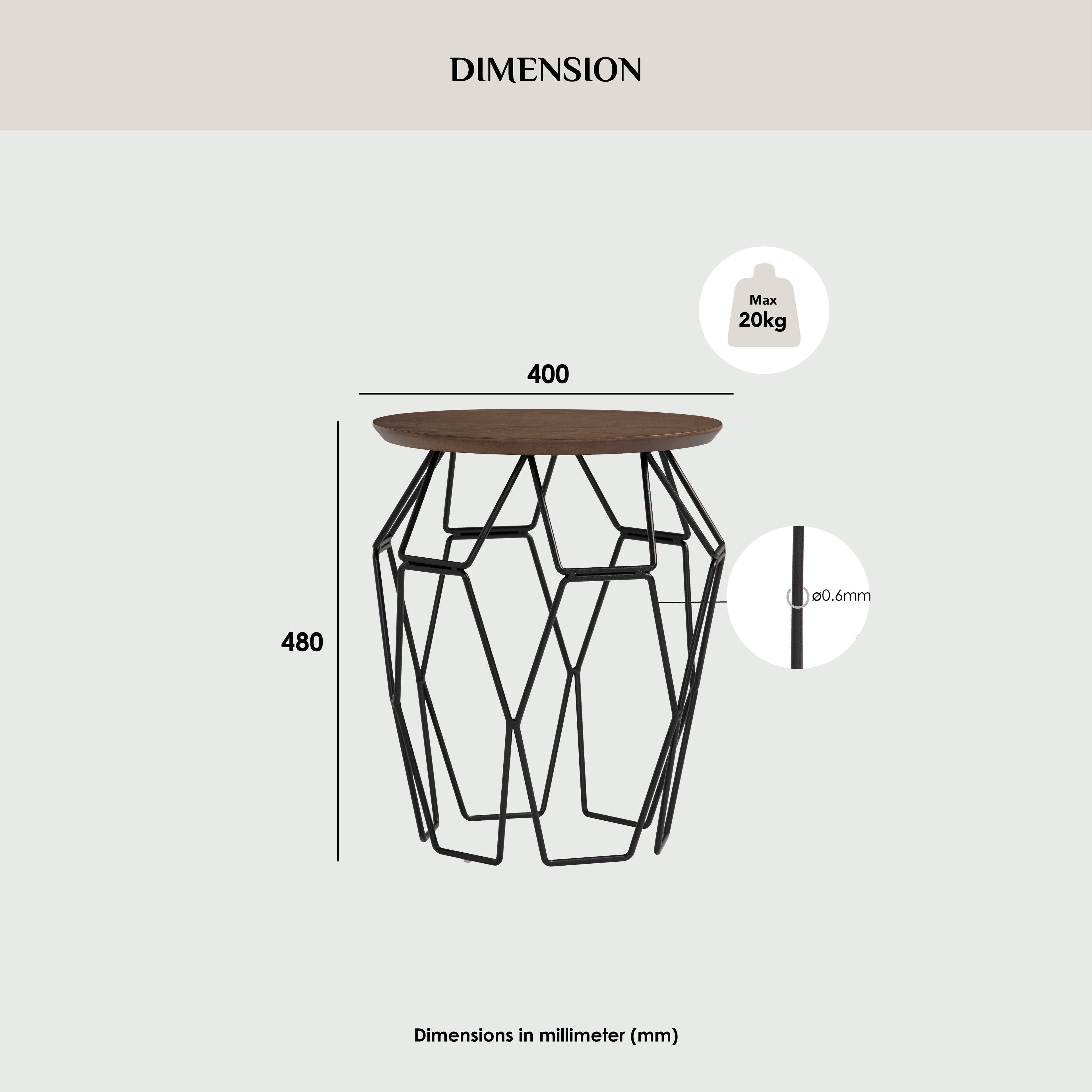 Nano round side table in Natural colour top, Matt White Epoxy leg