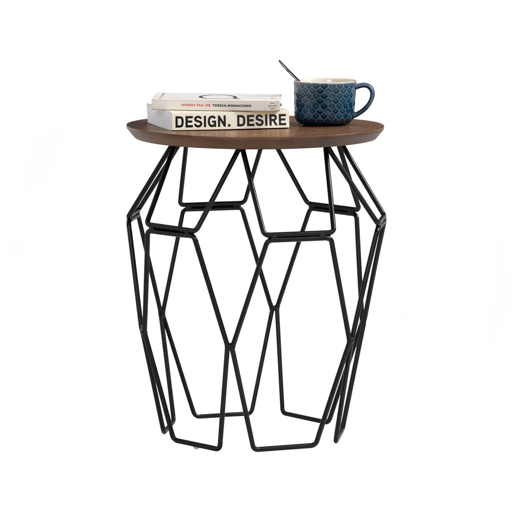 Nano round side table in Cocoa colour top, Matt Black Epoxy leg