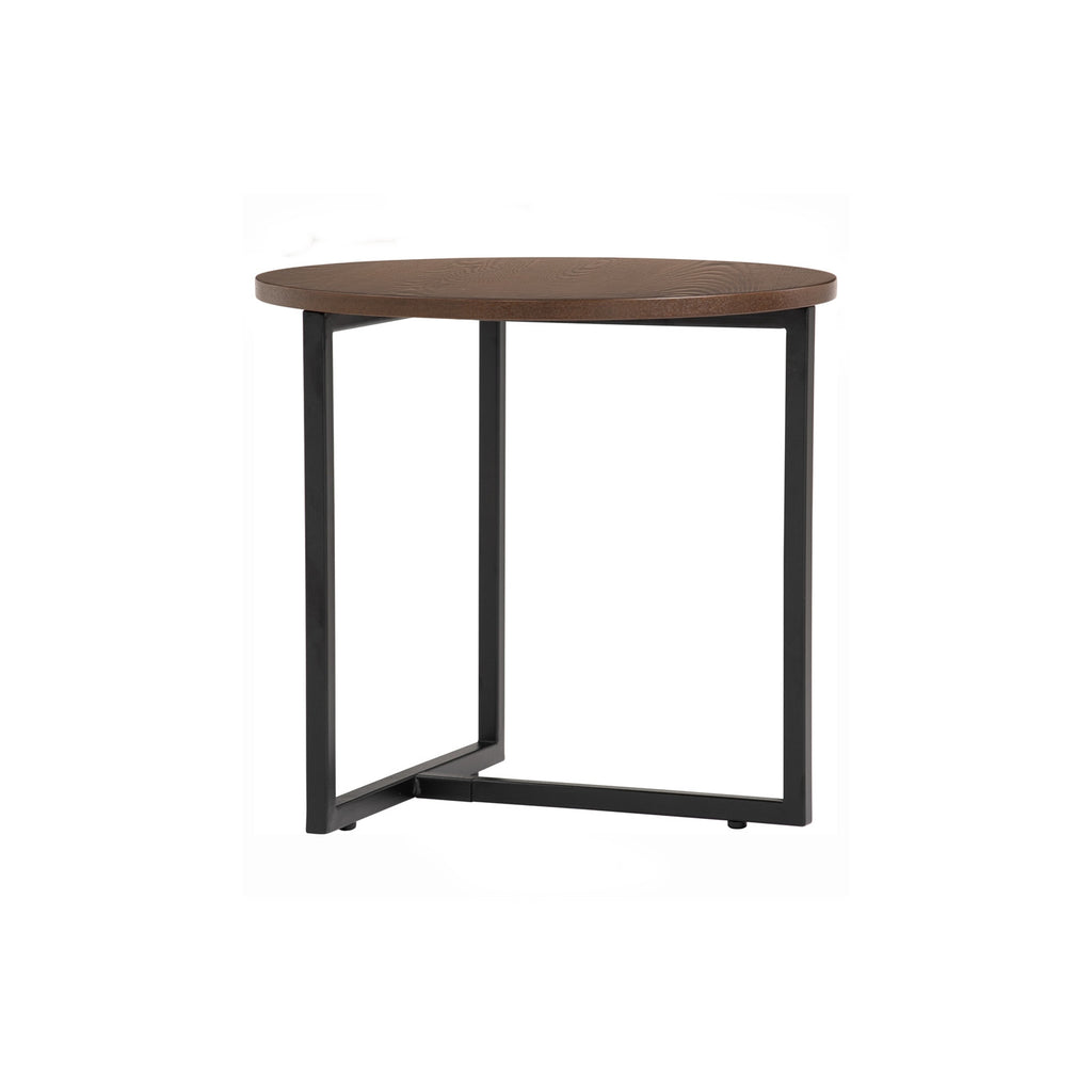 Turner Round Side Table in Matt Black Epoxy leg with Cocoa colour Veneer Top.