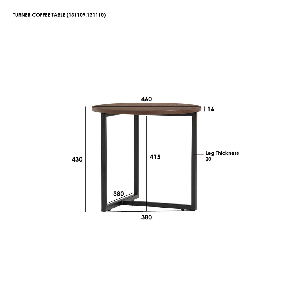 Turner Round Side Table in Matt Black Epoxy leg with Cocoa colour Veneer Top.
