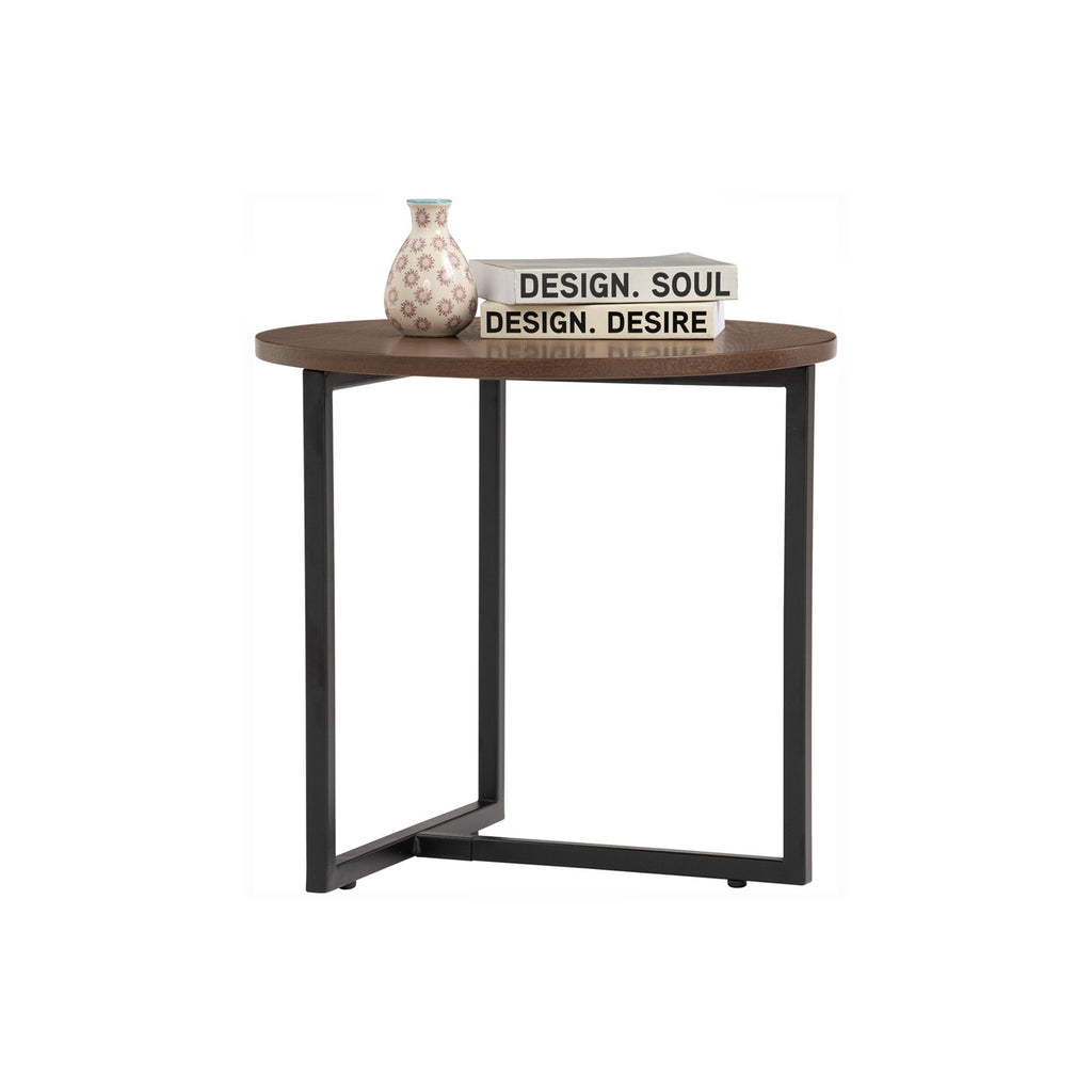 Turner Round Side Table in Matt Black Epoxy leg with Cocoa colour Veneer Top.