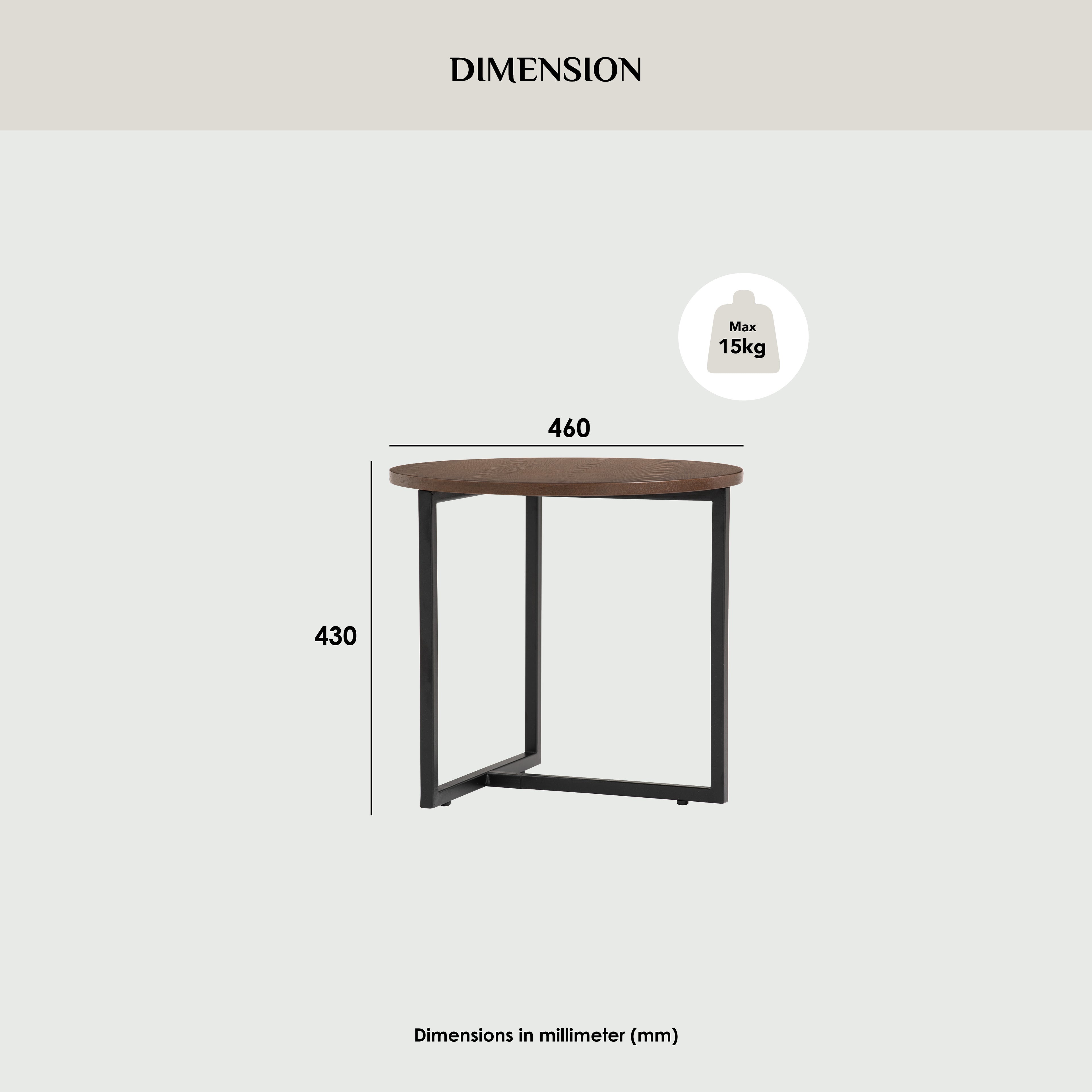 Turner Round Side Table in Matt Black Epoxy leg with Cocoa colour Veneer Top.