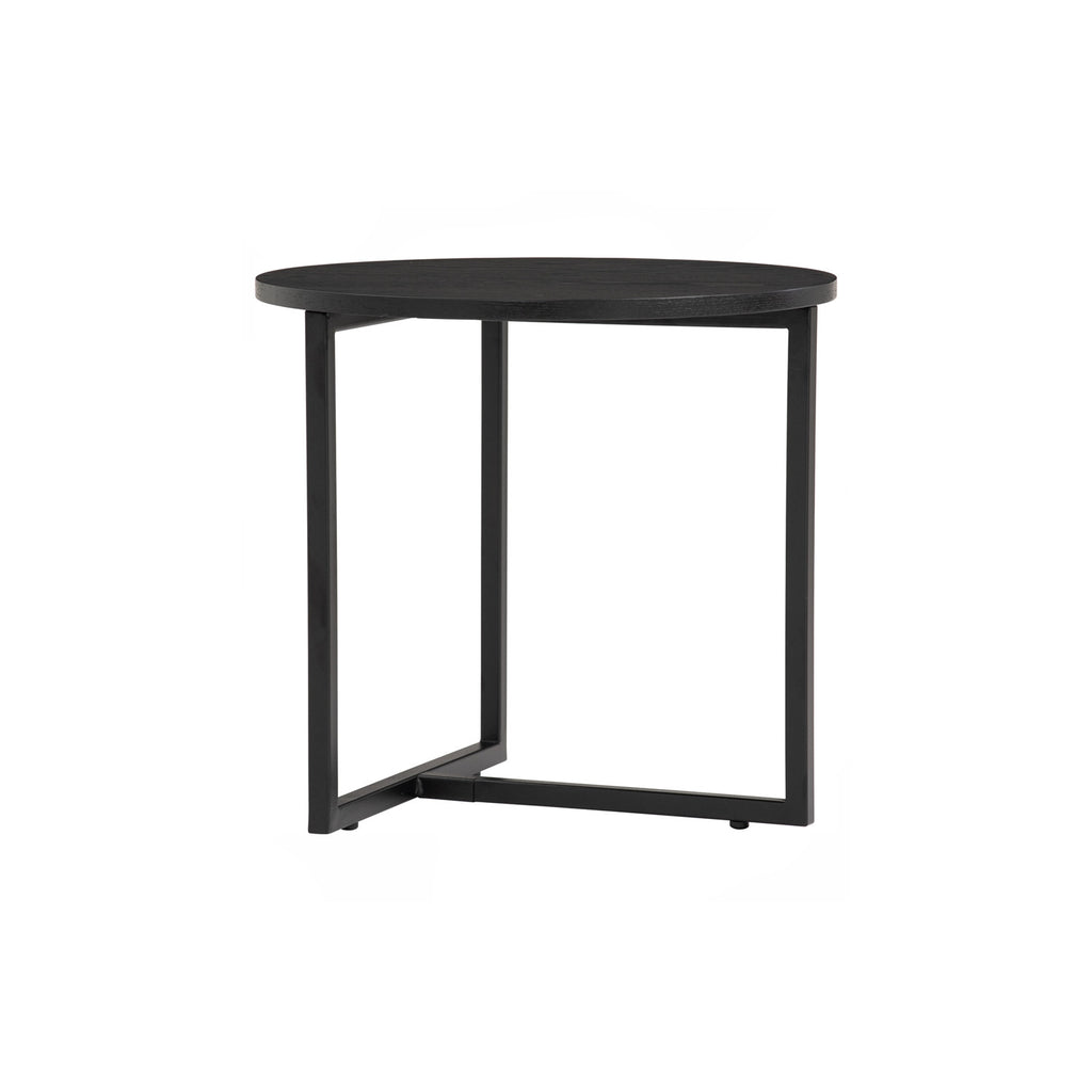 Turner Round Side Table in Matt Black Epoxy leg with Black Ash Veneer Top