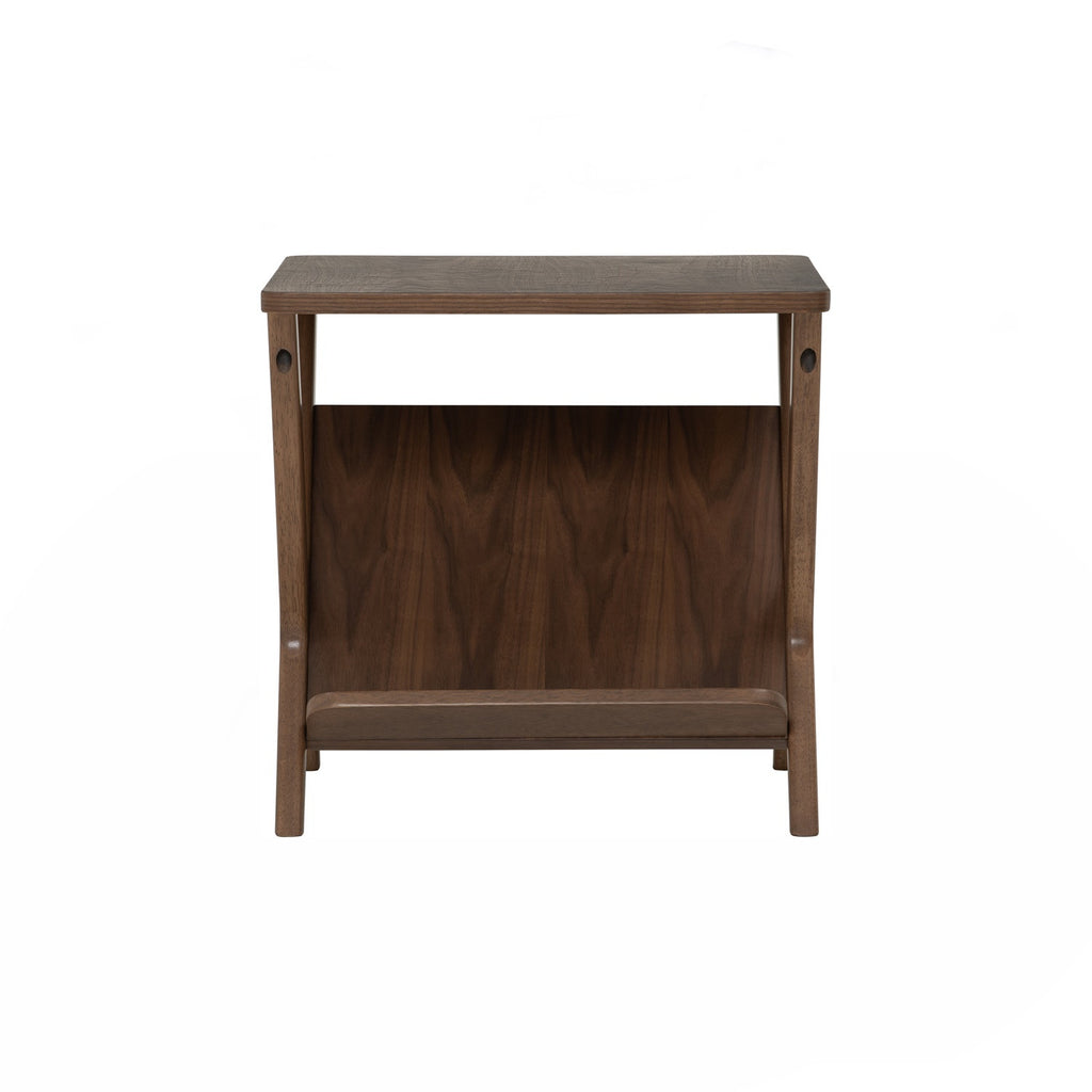 Aston side table in Walnut veneer top and shelf, Cocoa colour leg.