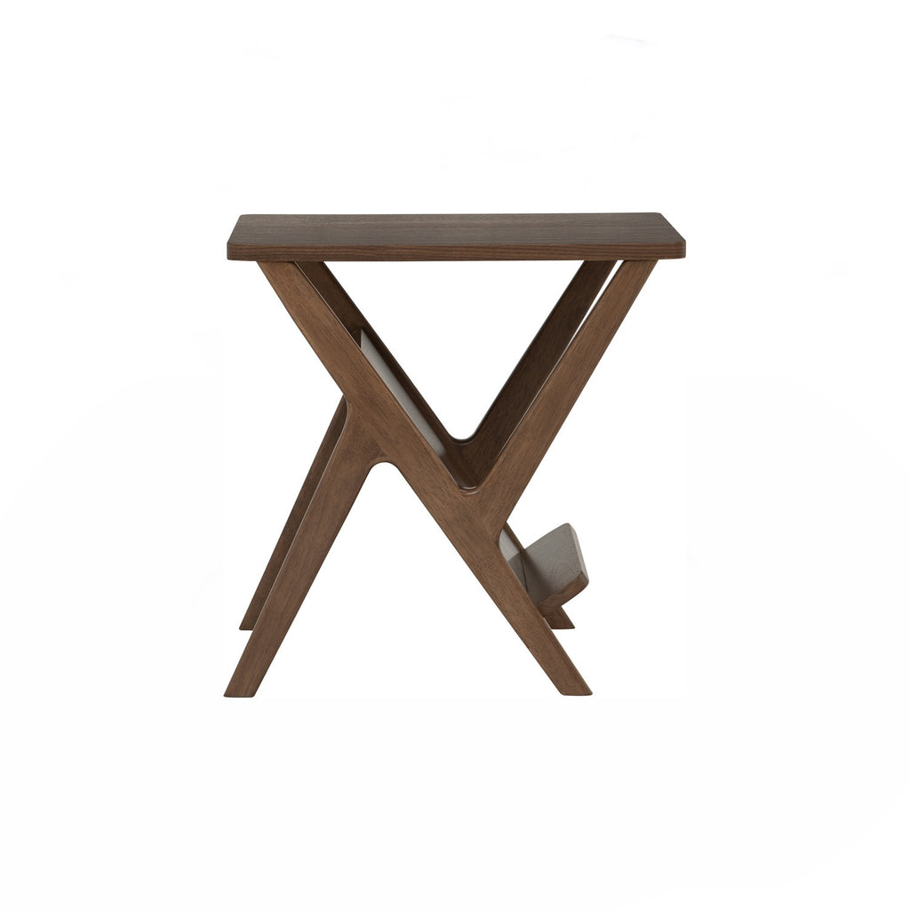 Aston side table in Walnut veneer top and shelf, Cocoa colour leg.