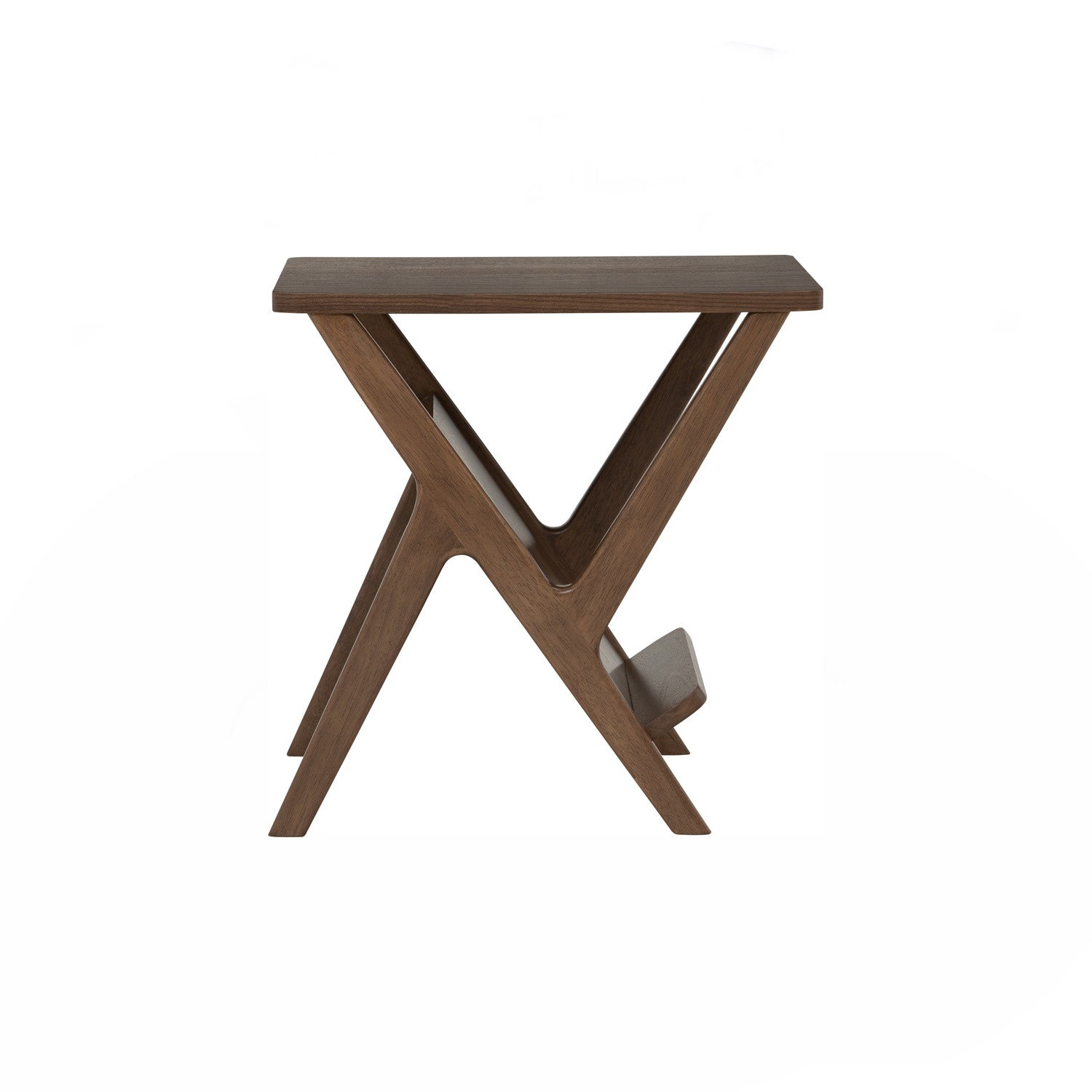 Aston side table in Walnut veneer top and shelf, Cocoa colour leg.