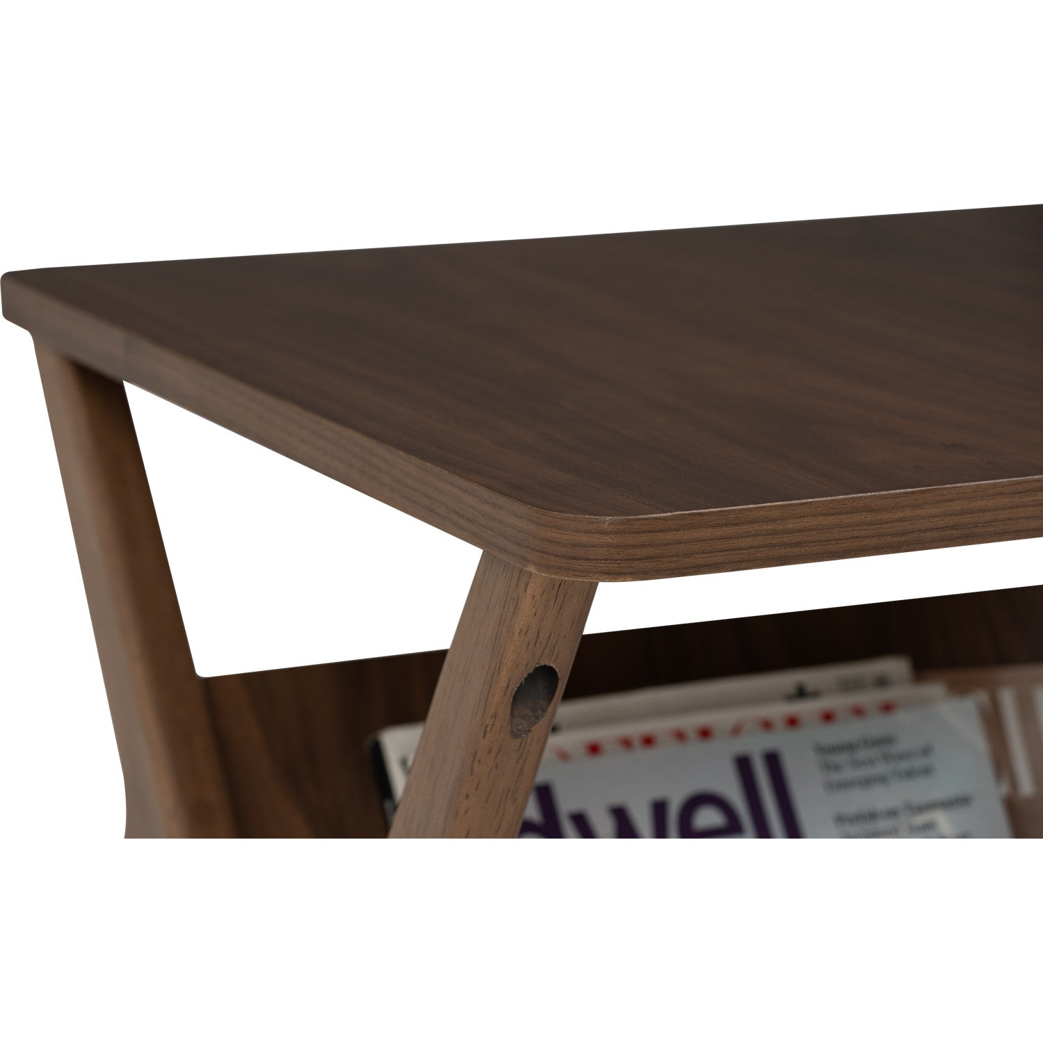 Aston side table in Walnut veneer top and shelf, Cocoa colour leg.