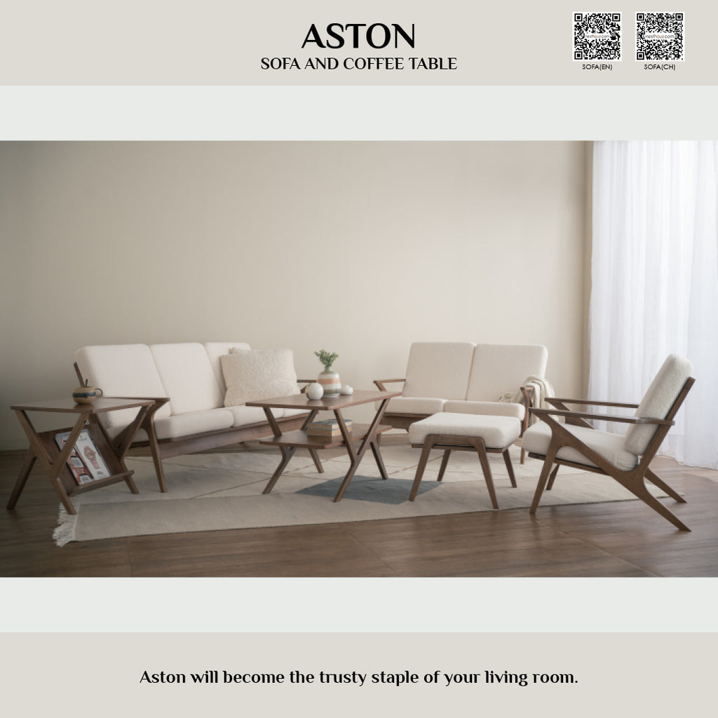 Aston side table in Walnut veneer top and shelf, Cocoa colour leg.