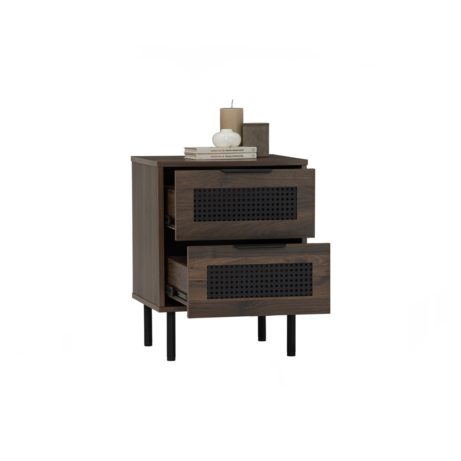 Dallas side table in Matt Black Epoxy leg, Walnut colour body.