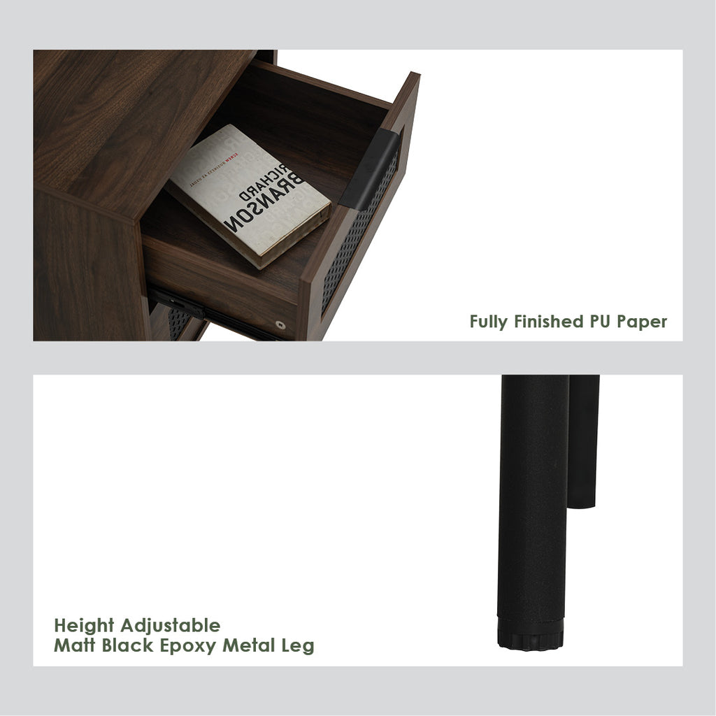 Dallas side table in Matt Black Epoxy leg, Wotan Oak colour body.